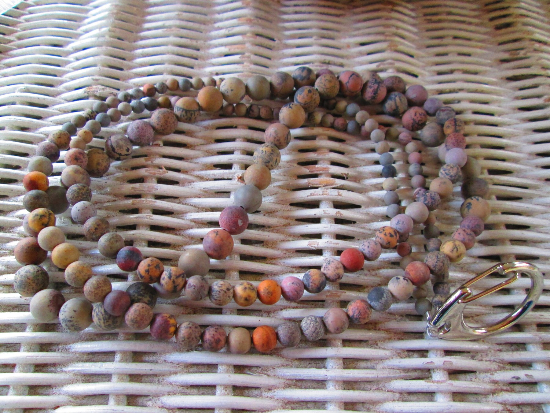 Grass Flower Jasper Beaded Lanyard, Natural Gemstone ID Badge Holder, Eyeglass Chain, Teacher Nurse Gift, Handmade, detail 5