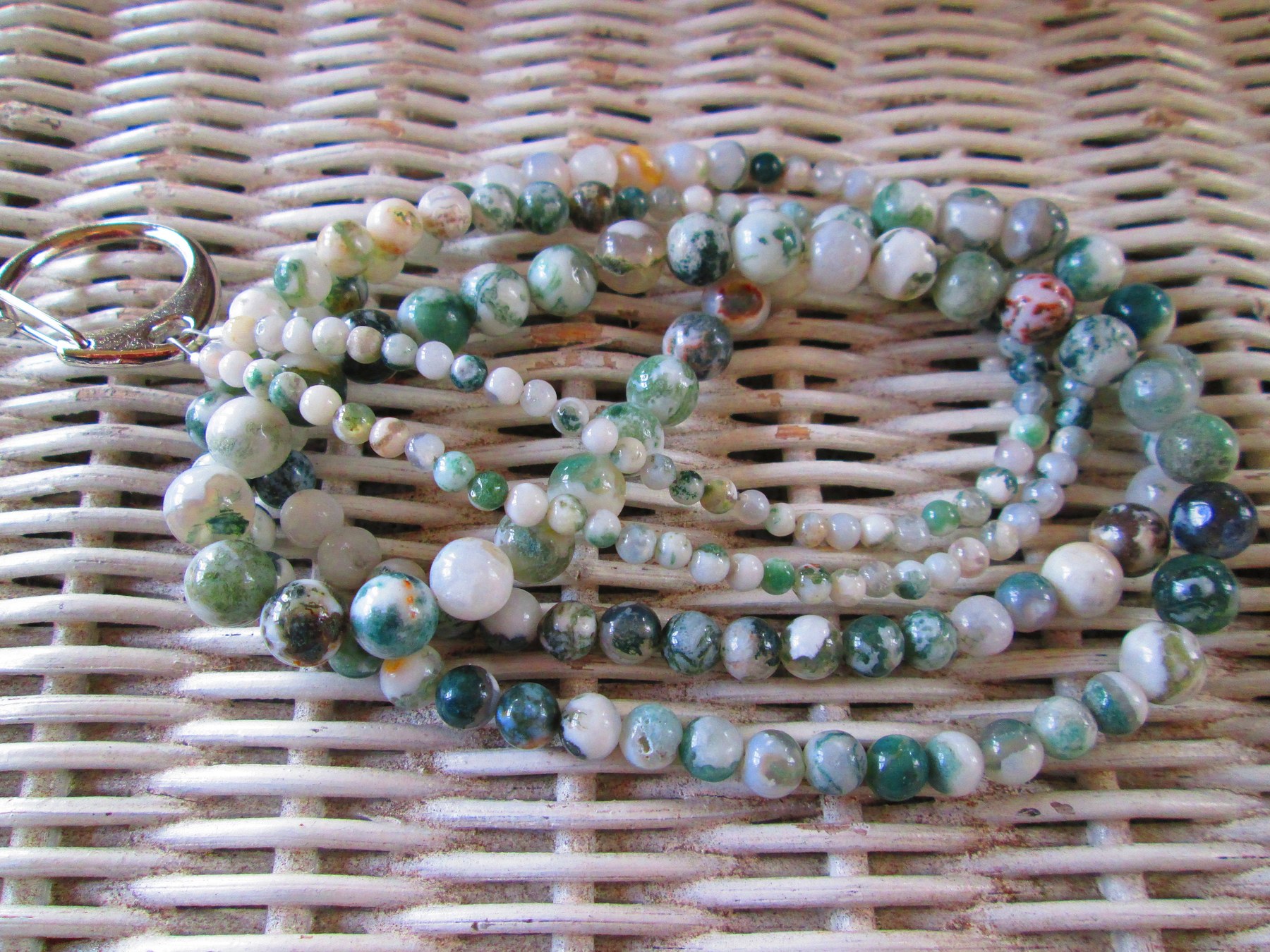 Lanyard, Green and White Marbled Agate Lanyard, 857