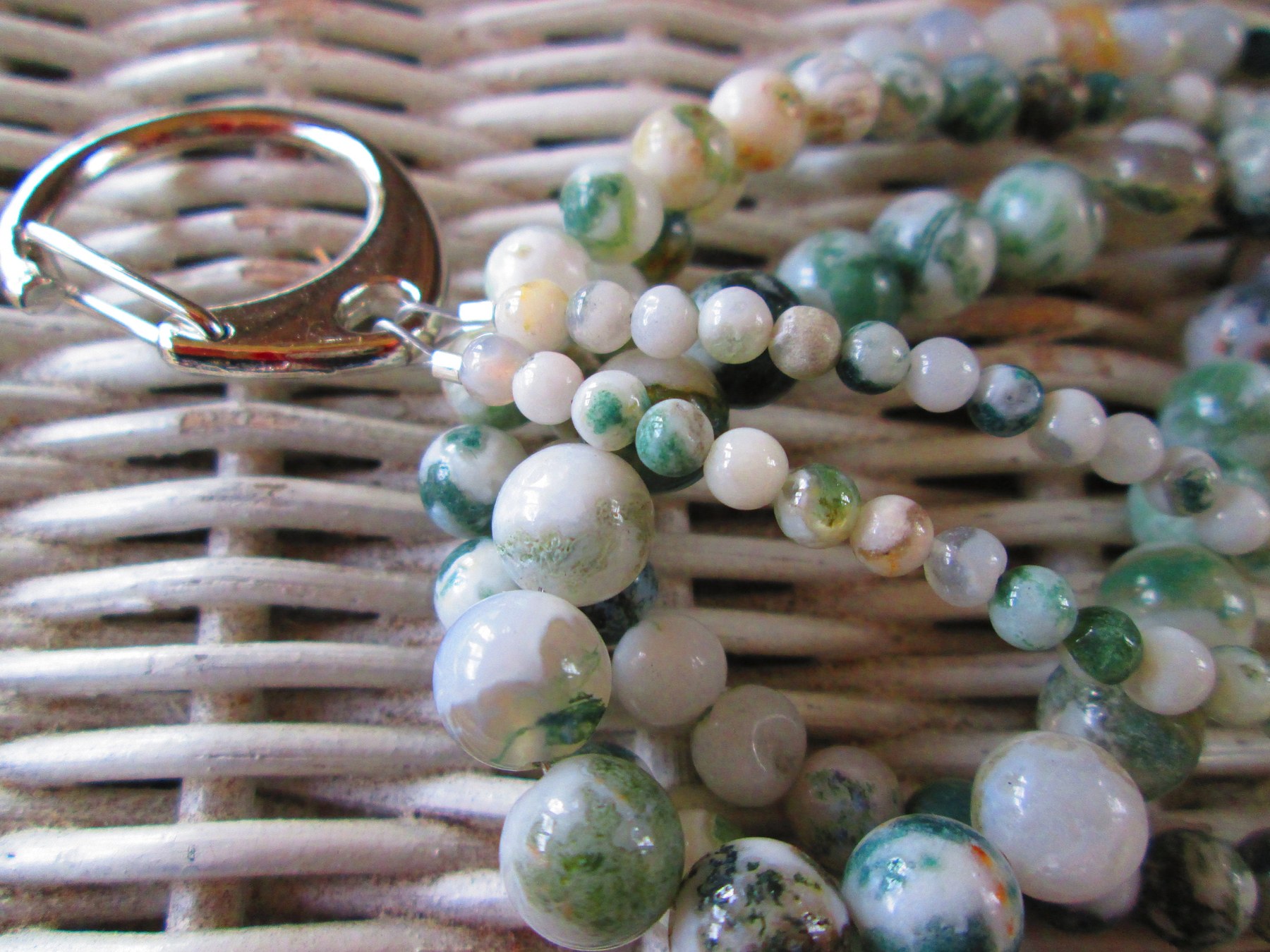 Lanyard, Green and White Marbled Agate Lanyard, 857, detail 2