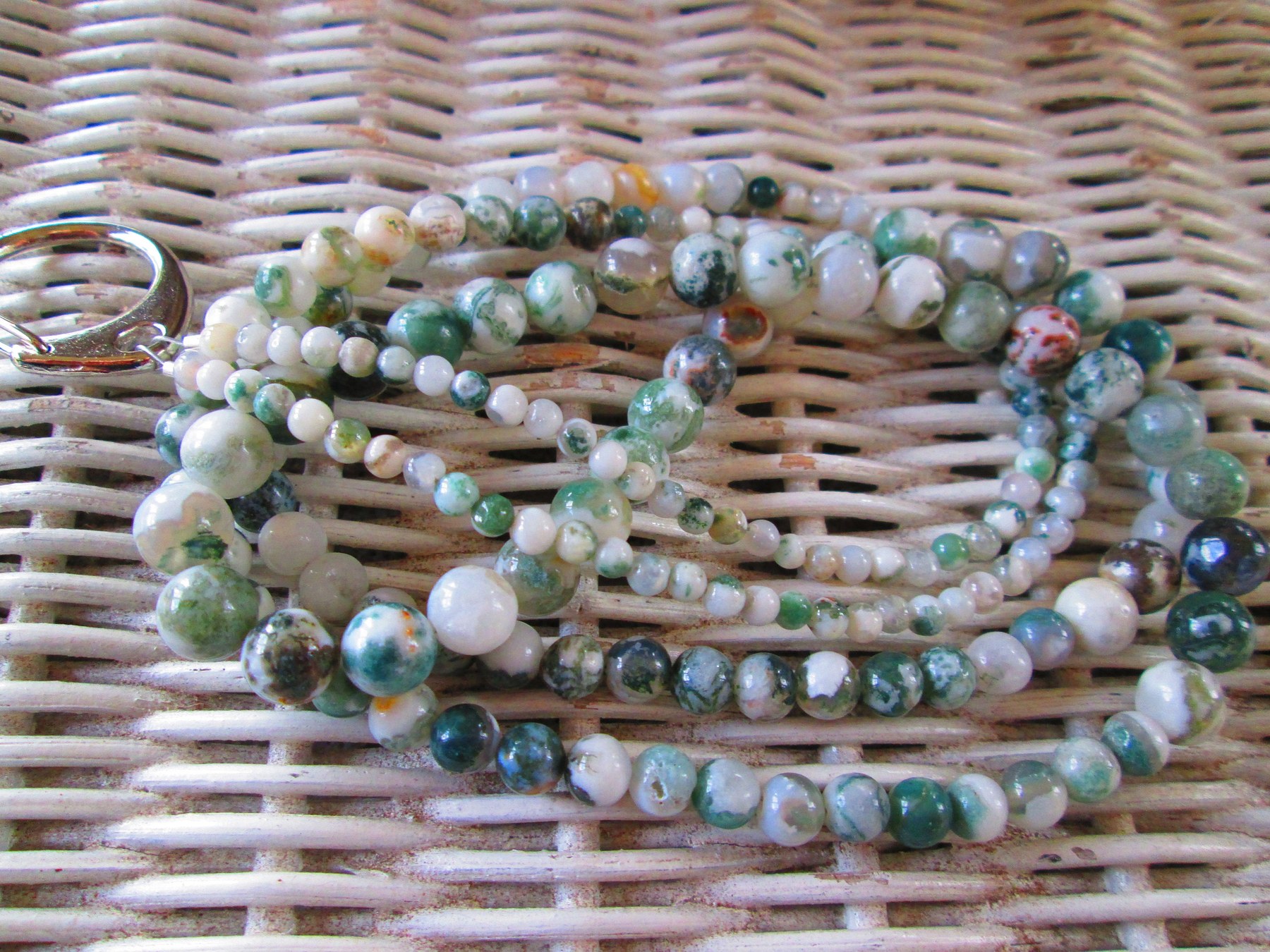 Lanyard, Green and White Marbled Agate Lanyard, 857, detail 3