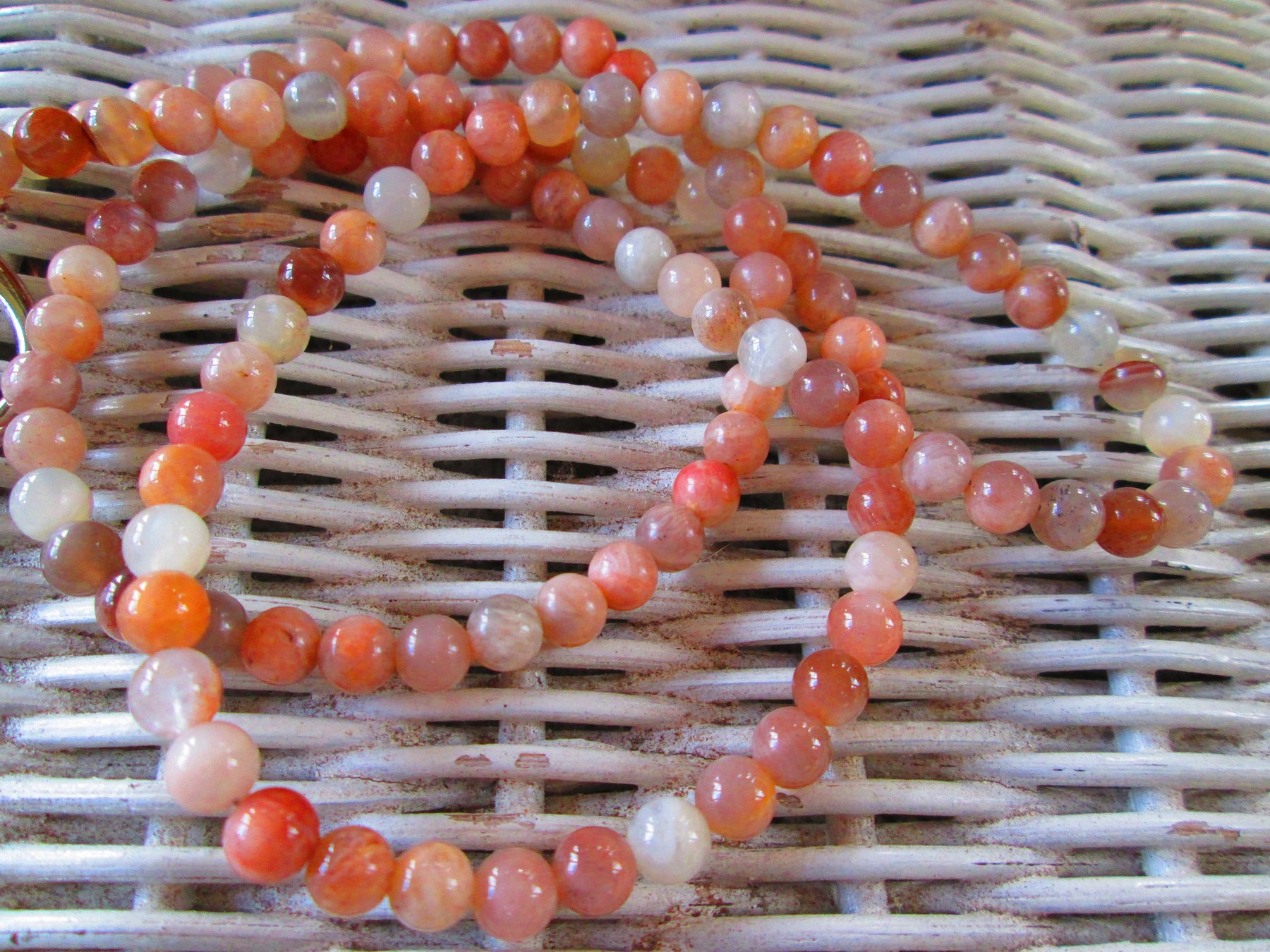 Sunstone Beaded Lanyard 6mm, Natural Orange Gemstone ID Badge Holder, Eyeglass Chain, Teacher Nurse Gift, Handmade, detail 4