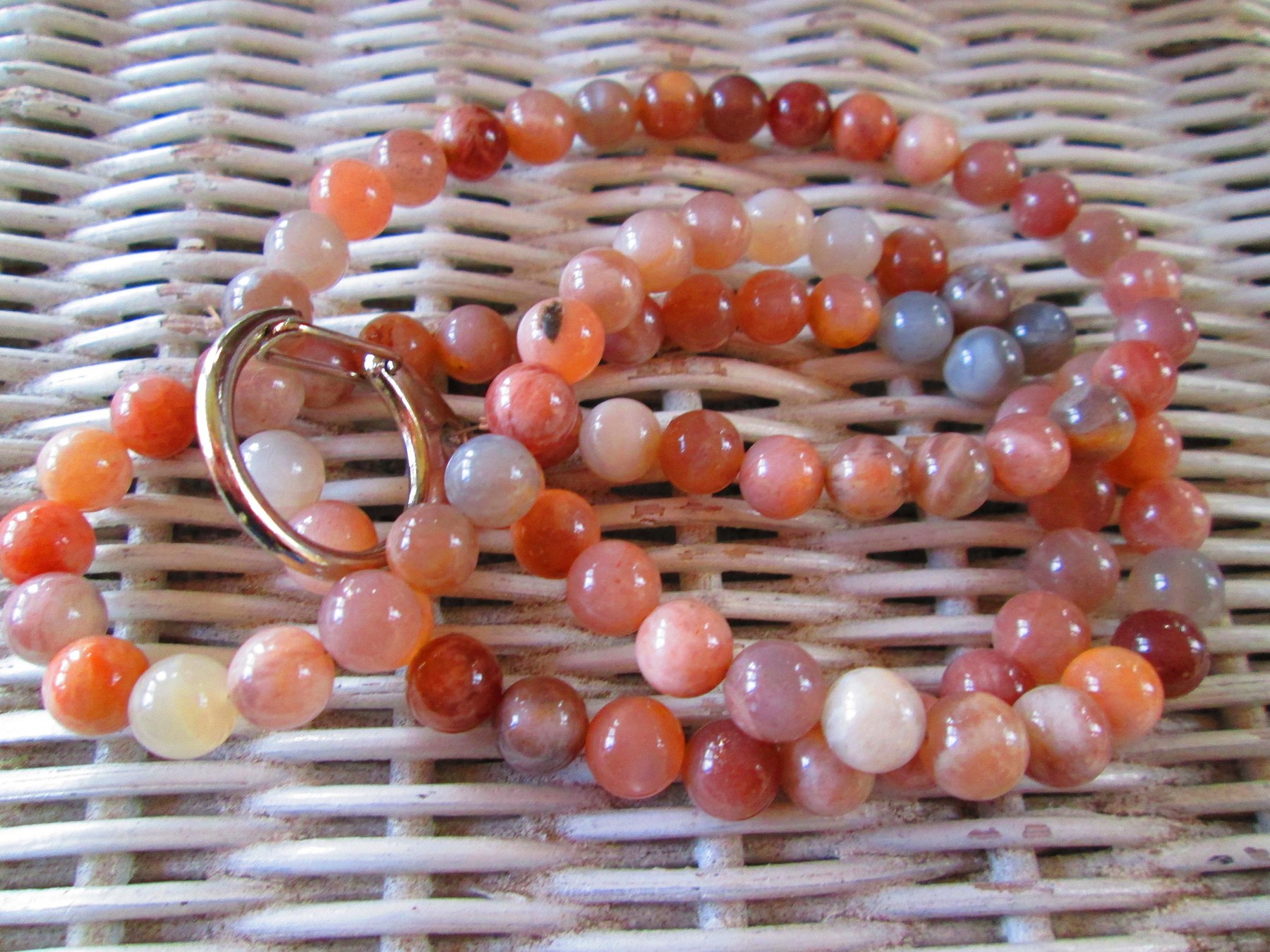 Sunstone Beaded Lanyard 8mm, Natural Orange Gemstone ID Badge Holder, Eyeglass Chain, Teacher Nurse Gift, Handmade, detail 5
