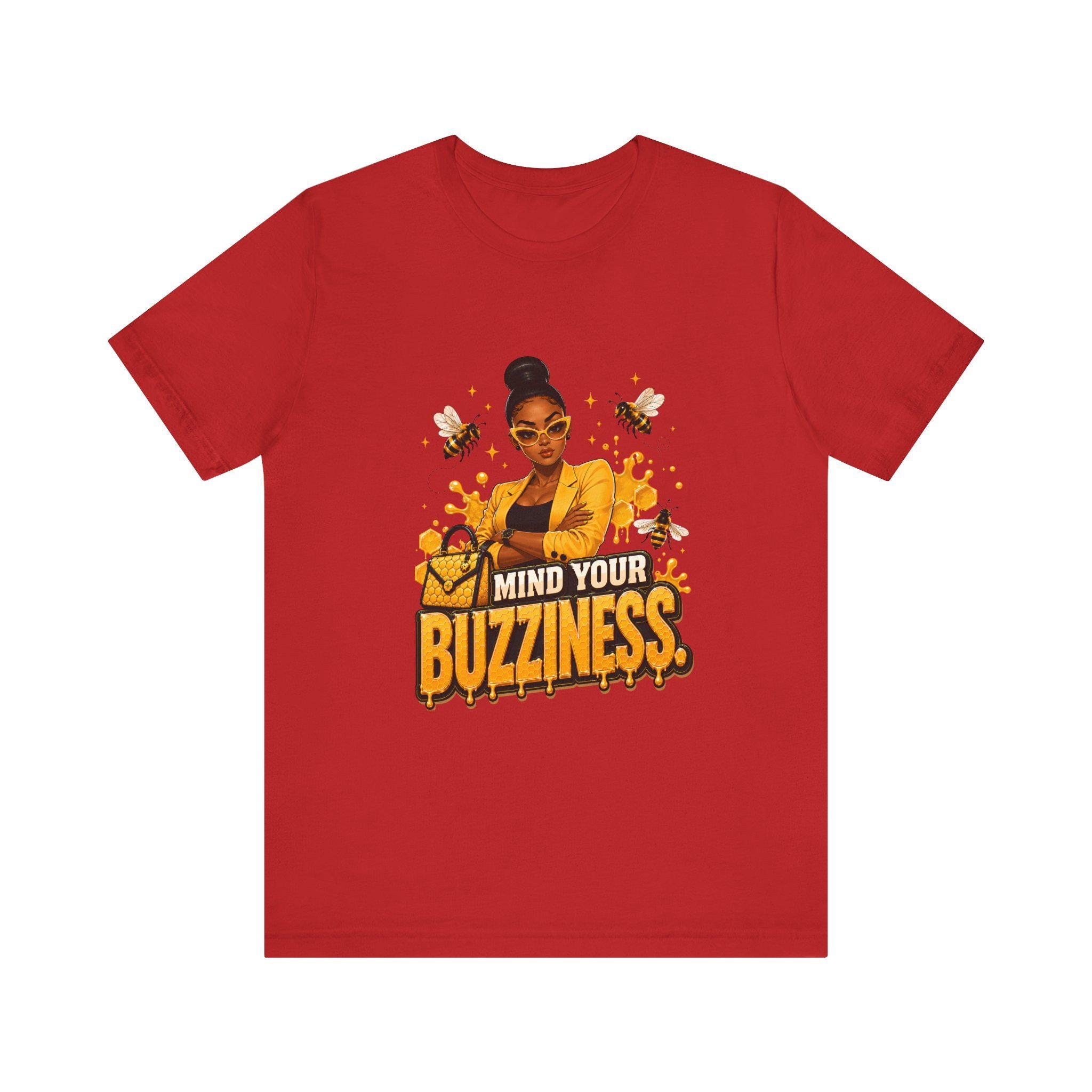 Mind Your Buzziness tee | Bee Graphic T-Shirt, Sassy Woman Illustration, view 4