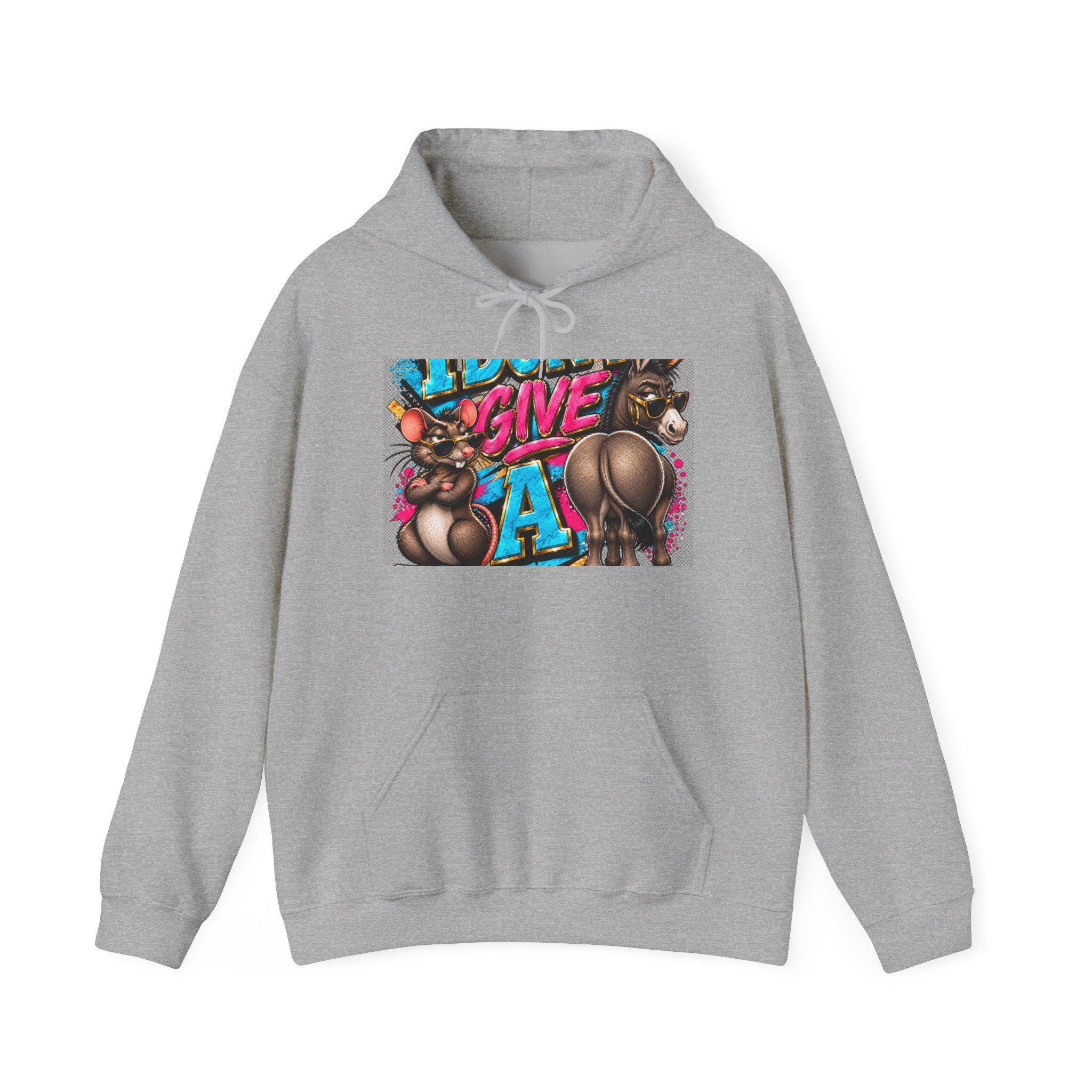 Give It Up Graphic Hoodie | Funky Cartoon Bears, Retro Graffiti Art, view 4