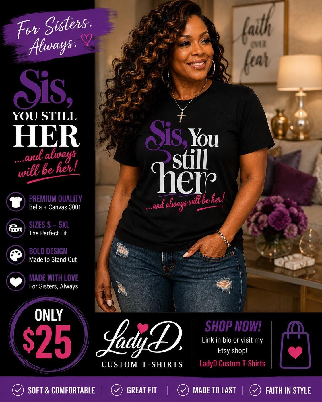 Sis You Still Her T-Shirt | Feminine Script Typography Tee, view 2