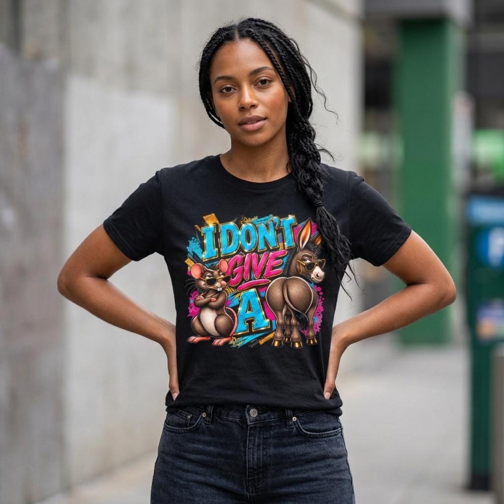I Don't Give A... rats and donkey illustration T-Shirt | cheeky graphic tee