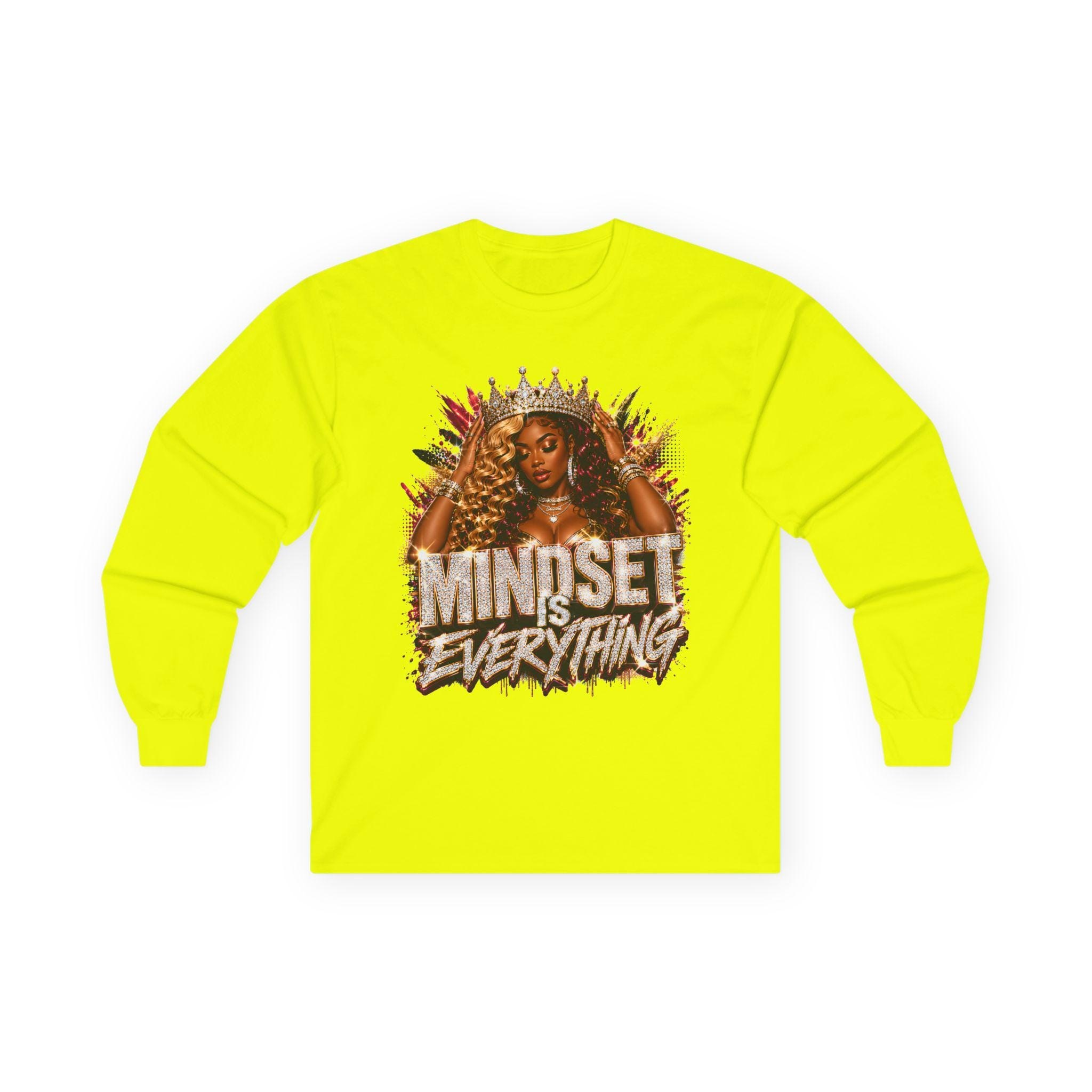Mindset Is Everything long sleeve tee | Inspirational Crowned Woman design, view 8