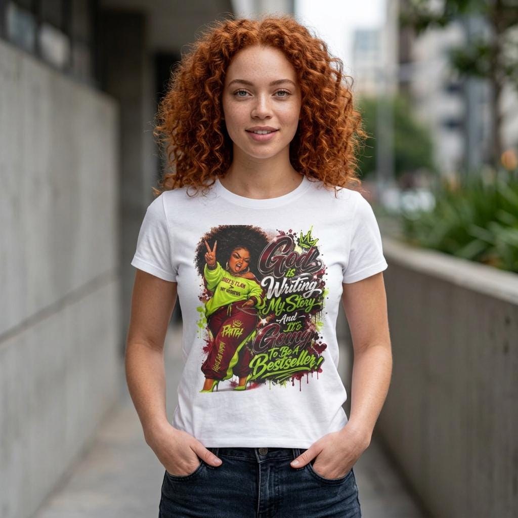 God Is Writing My Story Tee | Afro Girl Crown Graphic, Urban Gospel Typography