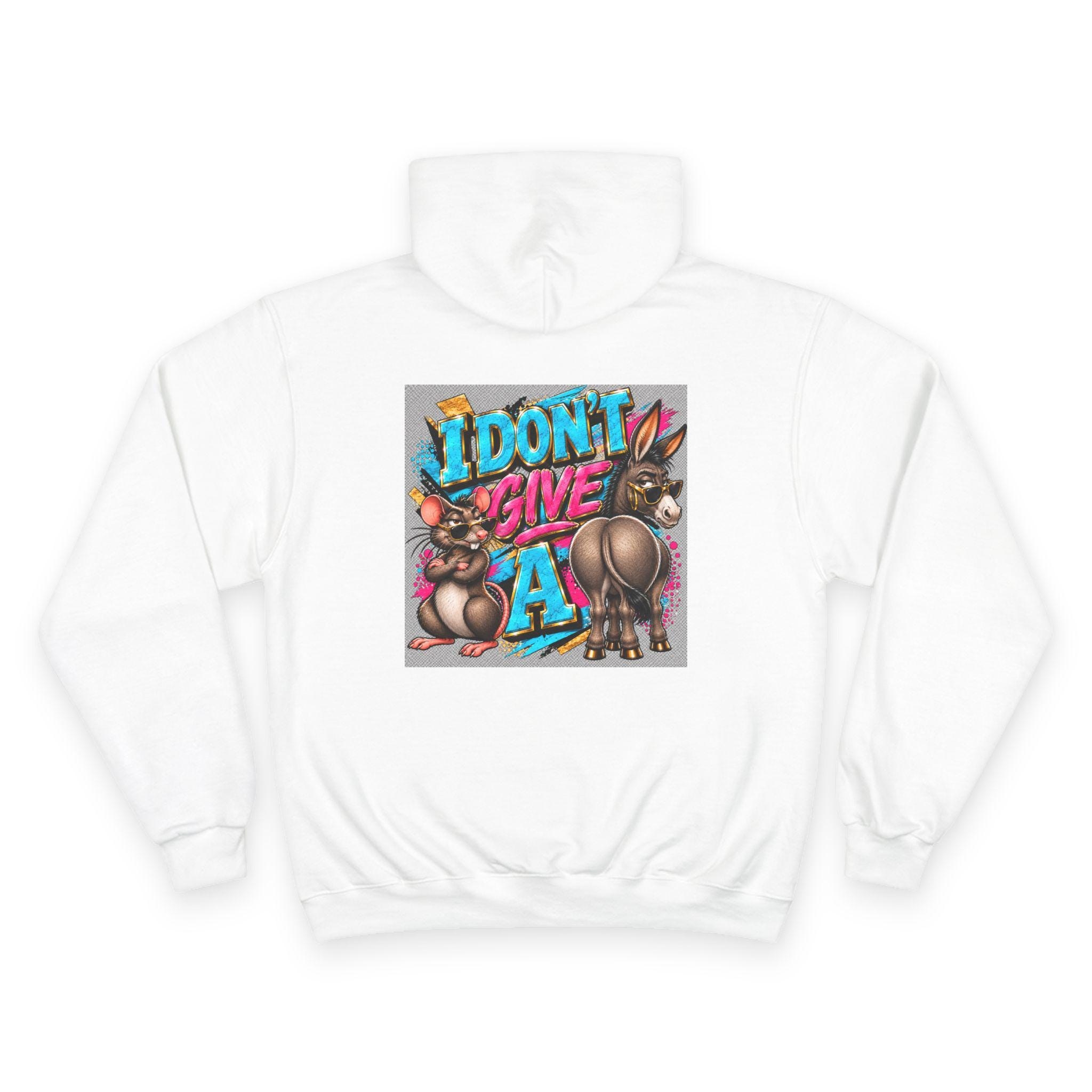 I Don't Give a... Rat & Donkey Graphic Hoodie | Funny Bunny Illustration, view 2