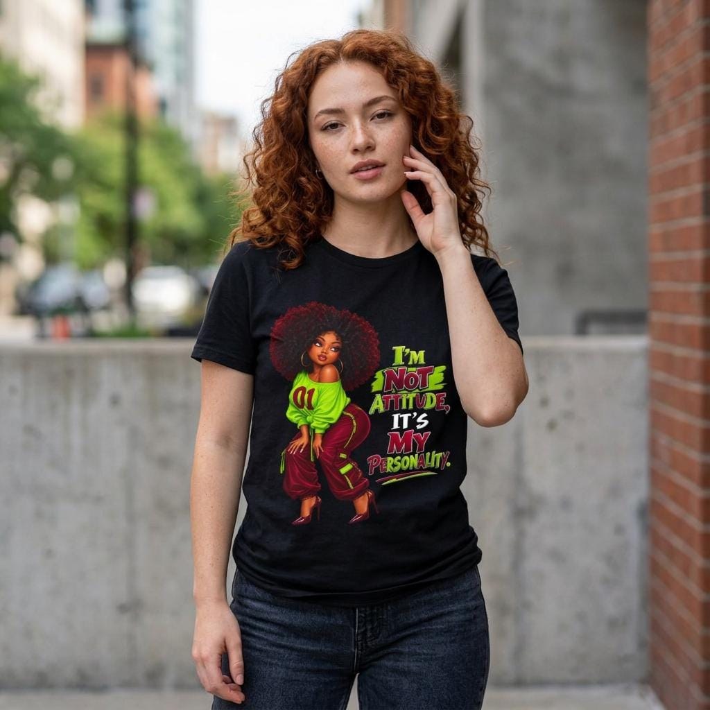 I'm Not Attitude It's My Person Lit tee | Afro Girl Illustration, Sassy Quote
