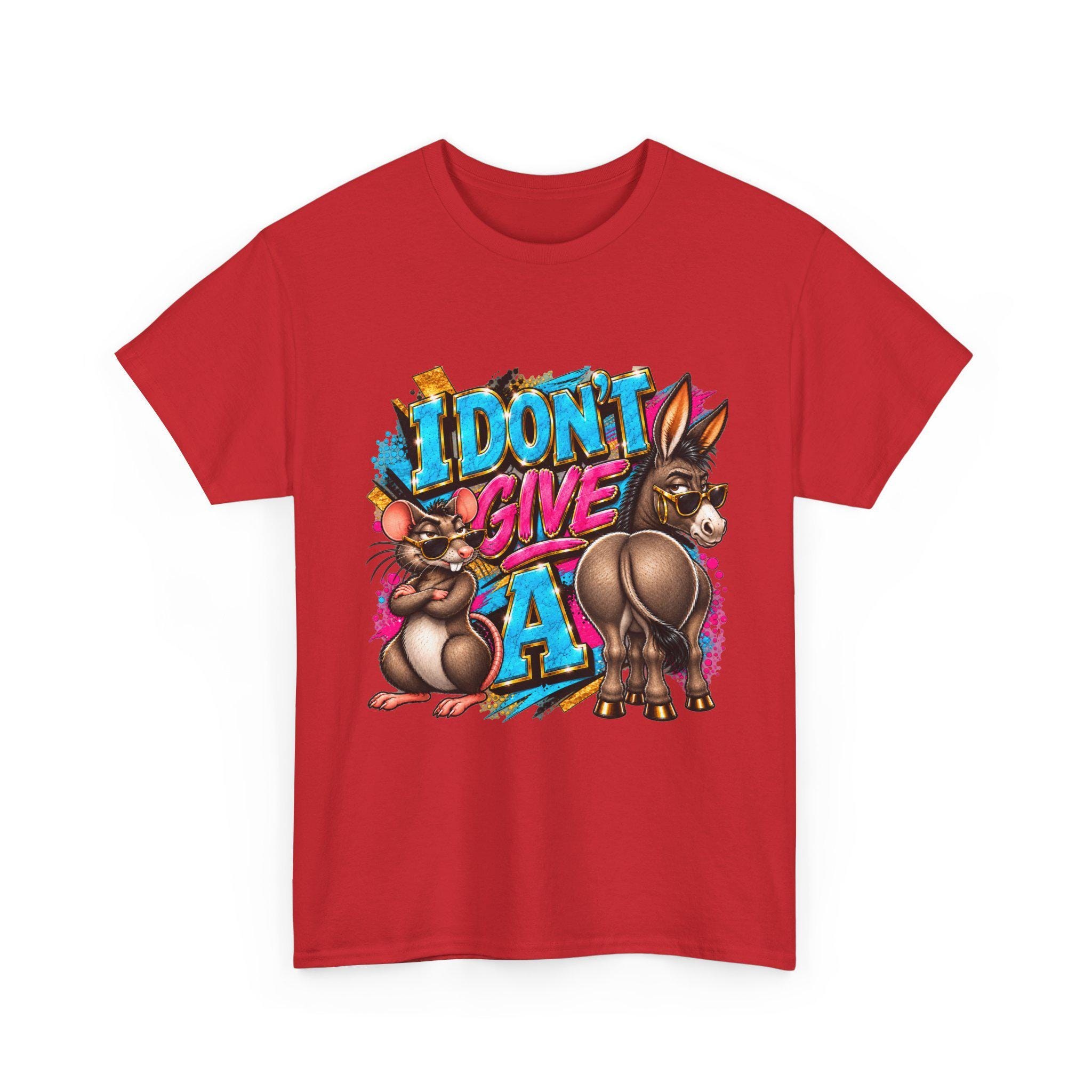I Don't Give A... rats and donkey illustration T-Shirt | cheeky graphic tee, view 8