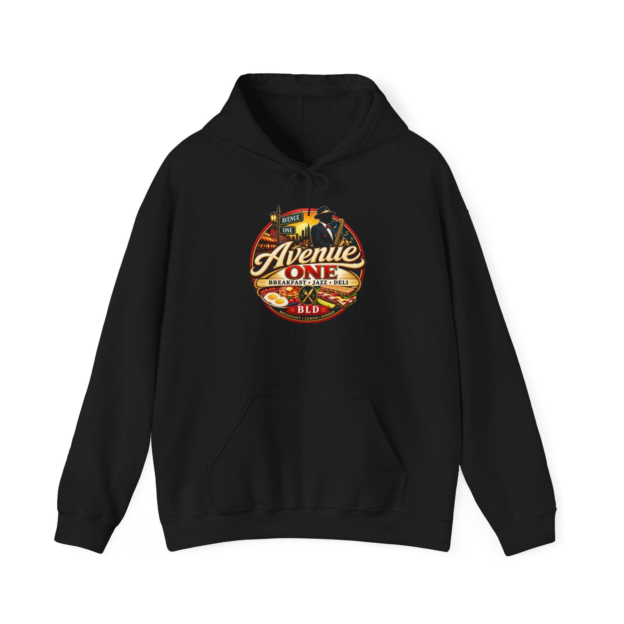 Avenue One Retro Diner Logo Hoodie | Come Taste the Difference Pullover, view 3