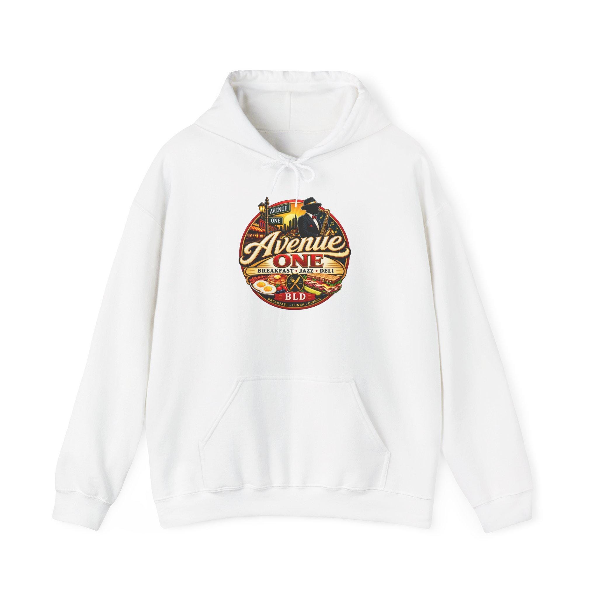 Avenue One Retro Diner Logo Hoodie | Come Taste the Difference Pullover, view 2