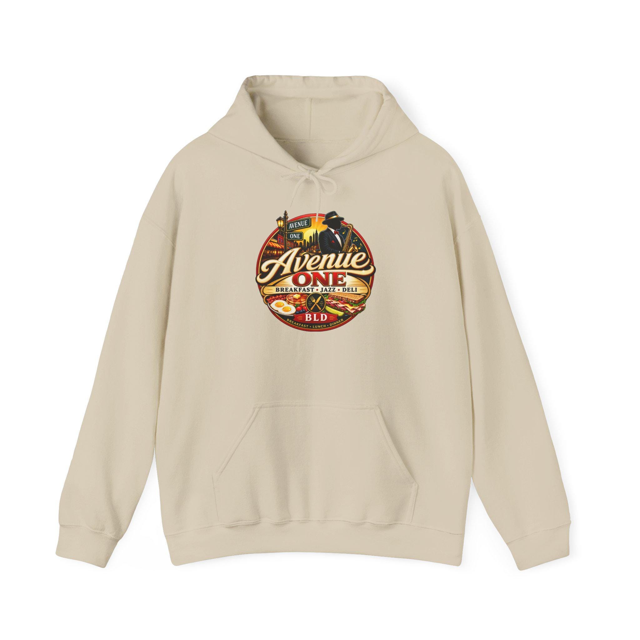 Avenue One Retro Diner Logo Hoodie | Come Taste the Difference Pullover, view 4