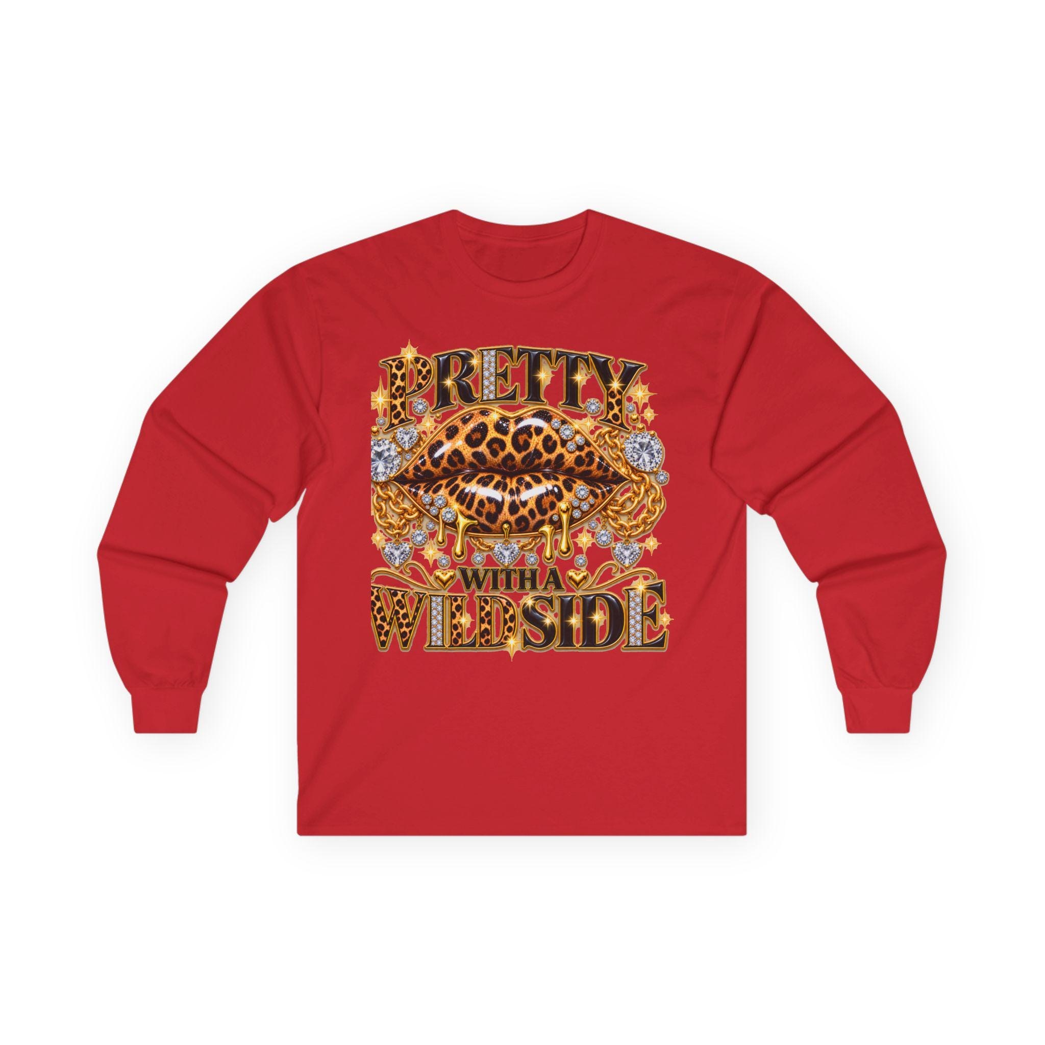 Pretty with a Wild Side Long Sleeve Tee | Leopard Lip Graphic, view 6