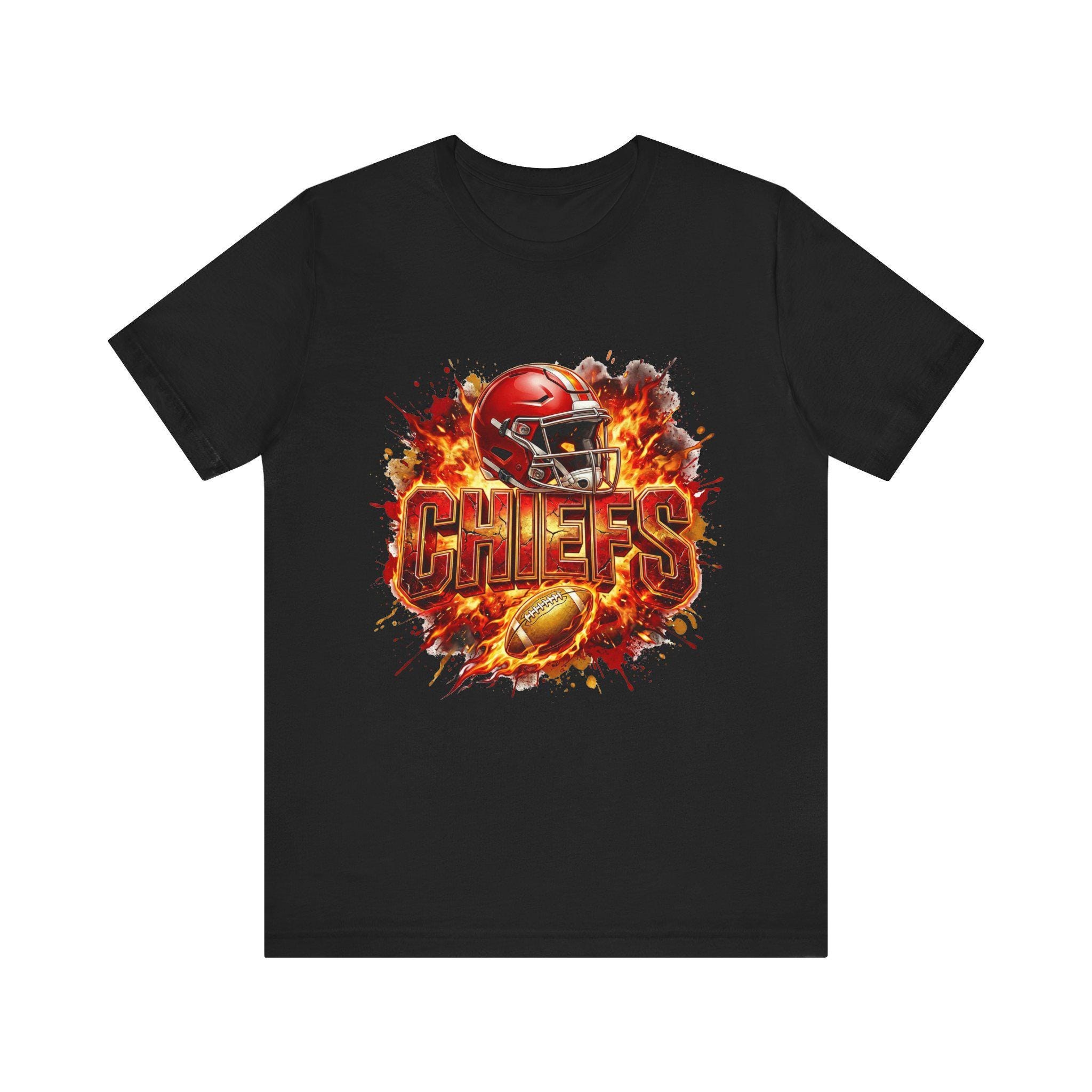 Fiery Football Helmet Chiefs Tee | Football Team Shirt, view 3