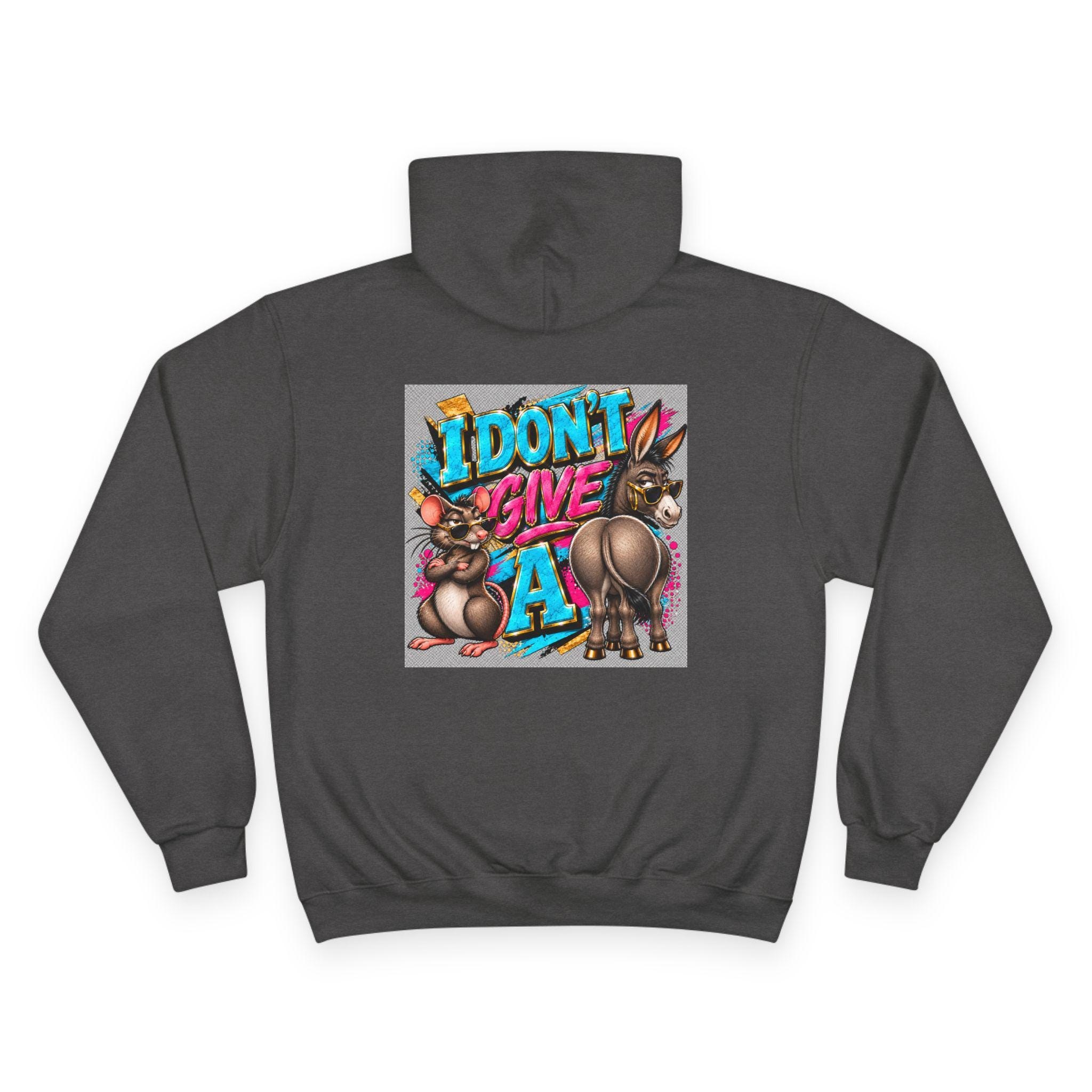 I Don't Give a... Rat & Donkey Graphic Hoodie | Funny Bunny Illustration, view 4
