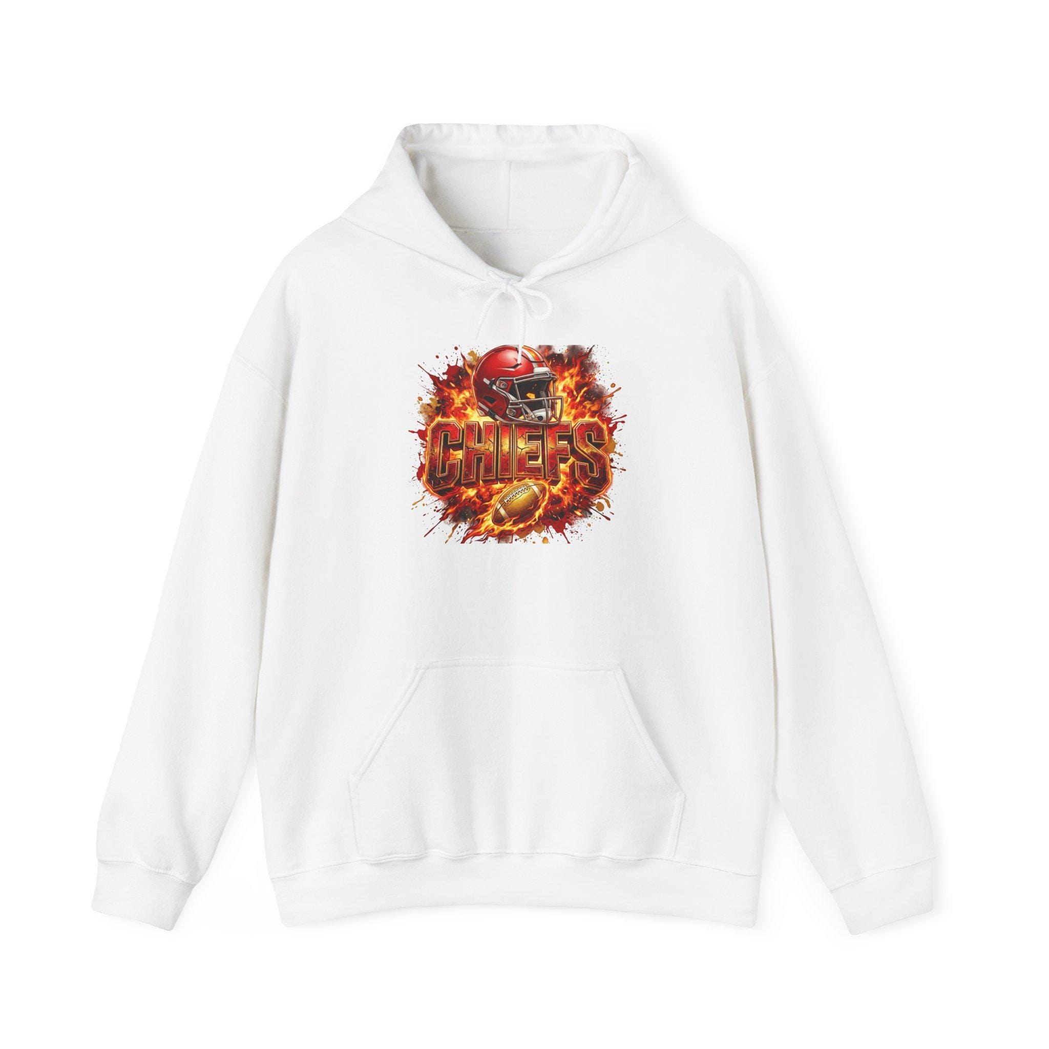 Kansas City Chiefs Flames Hoodie | Football Helmet, Team Logo, view 2