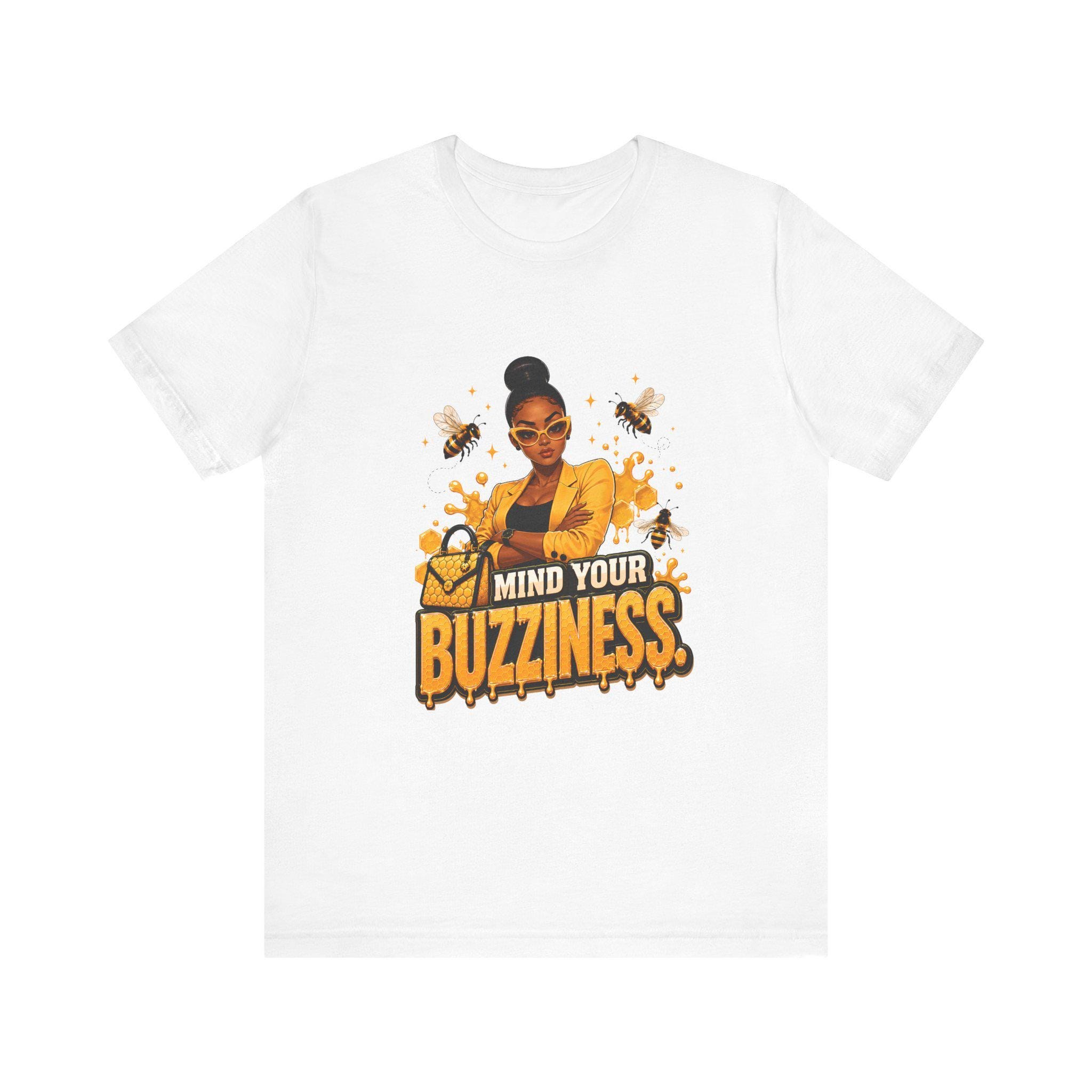 Mind Your Buzziness tee | Bee Graphic T-Shirt, Sassy Woman Illustration, view 2