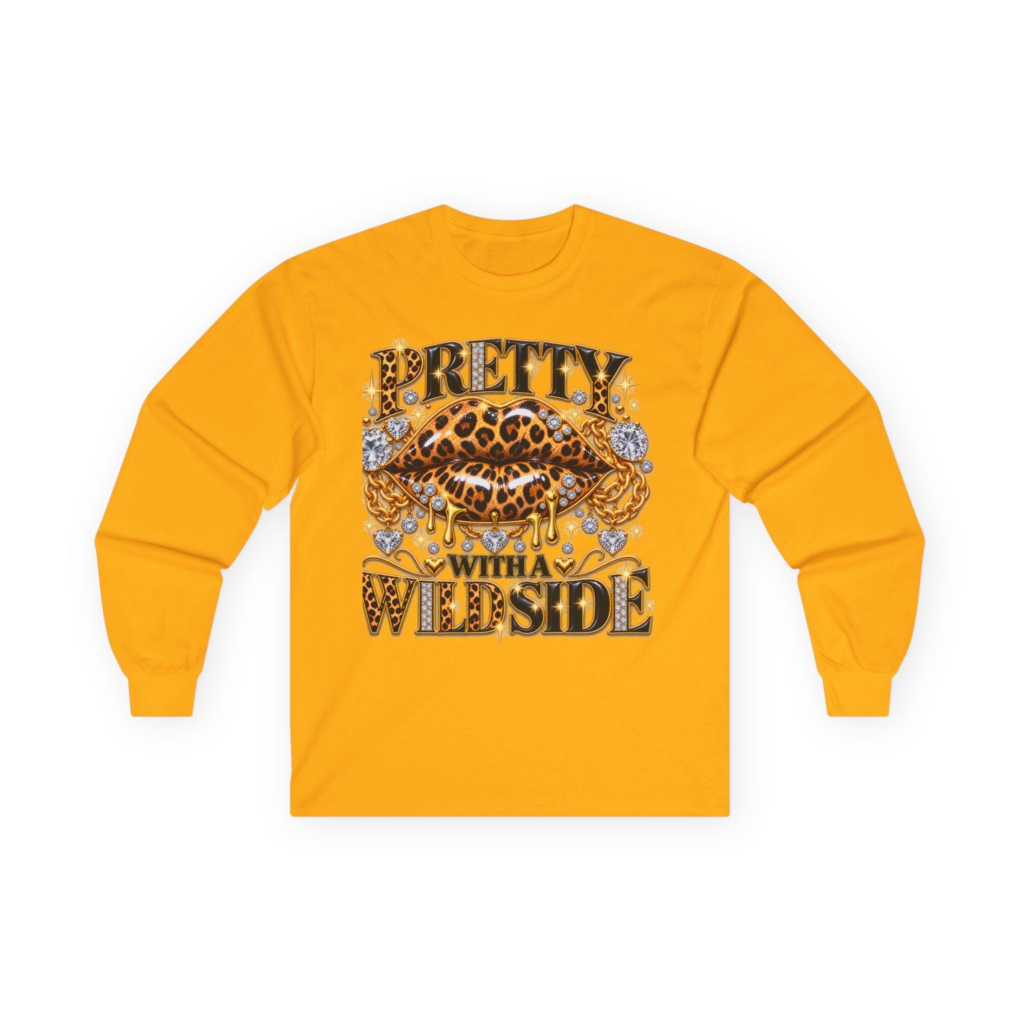 Pretty with a Wild Side Long Sleeve Tee | Leopard Lip Graphic, view 5