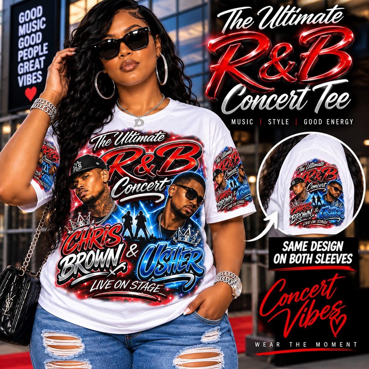 The Ultimate R&B Concert Tee | Airbrush Artist Portraits, Retro Tour Style