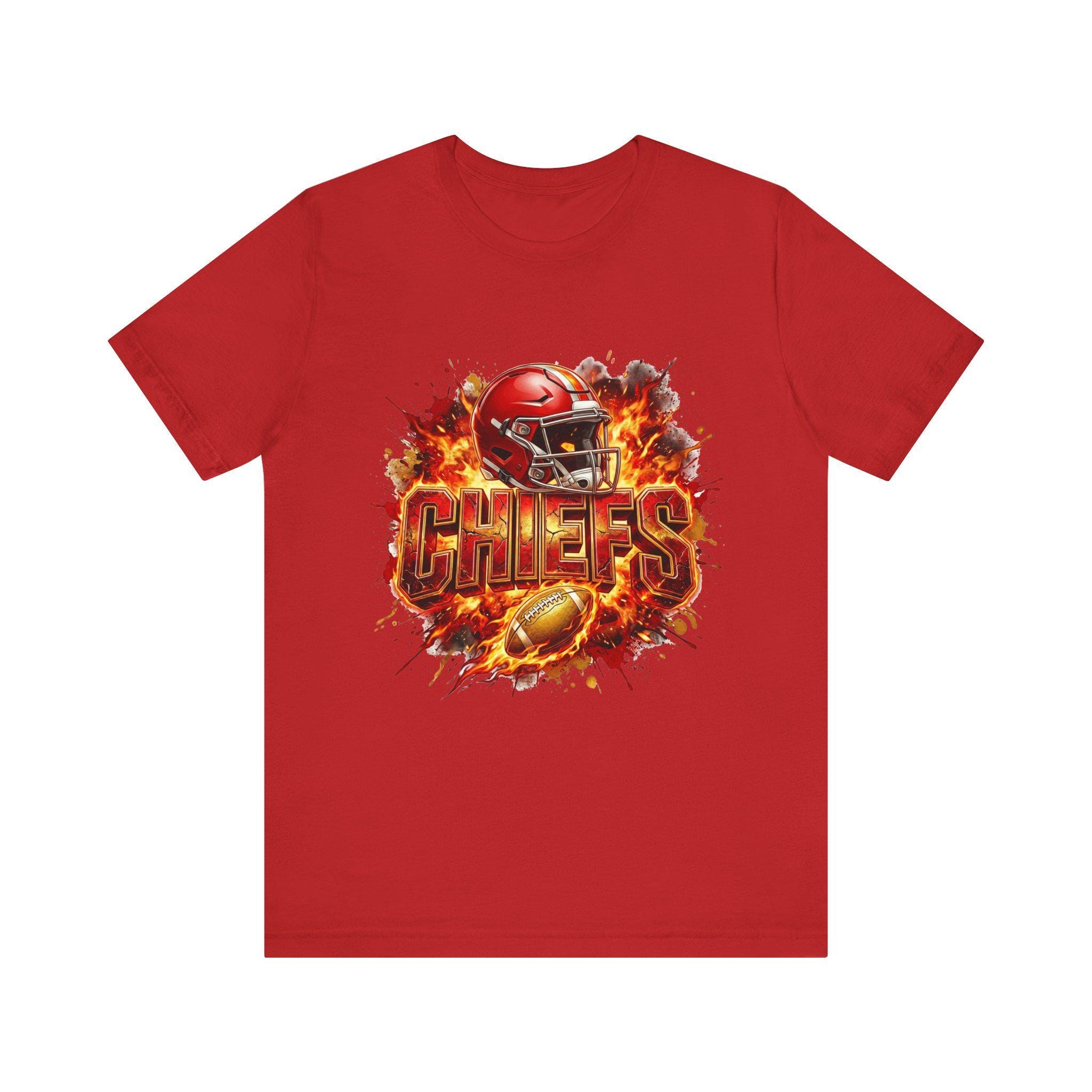 Fiery Football Helmet Chiefs Tee | Football Team Shirt, view 4