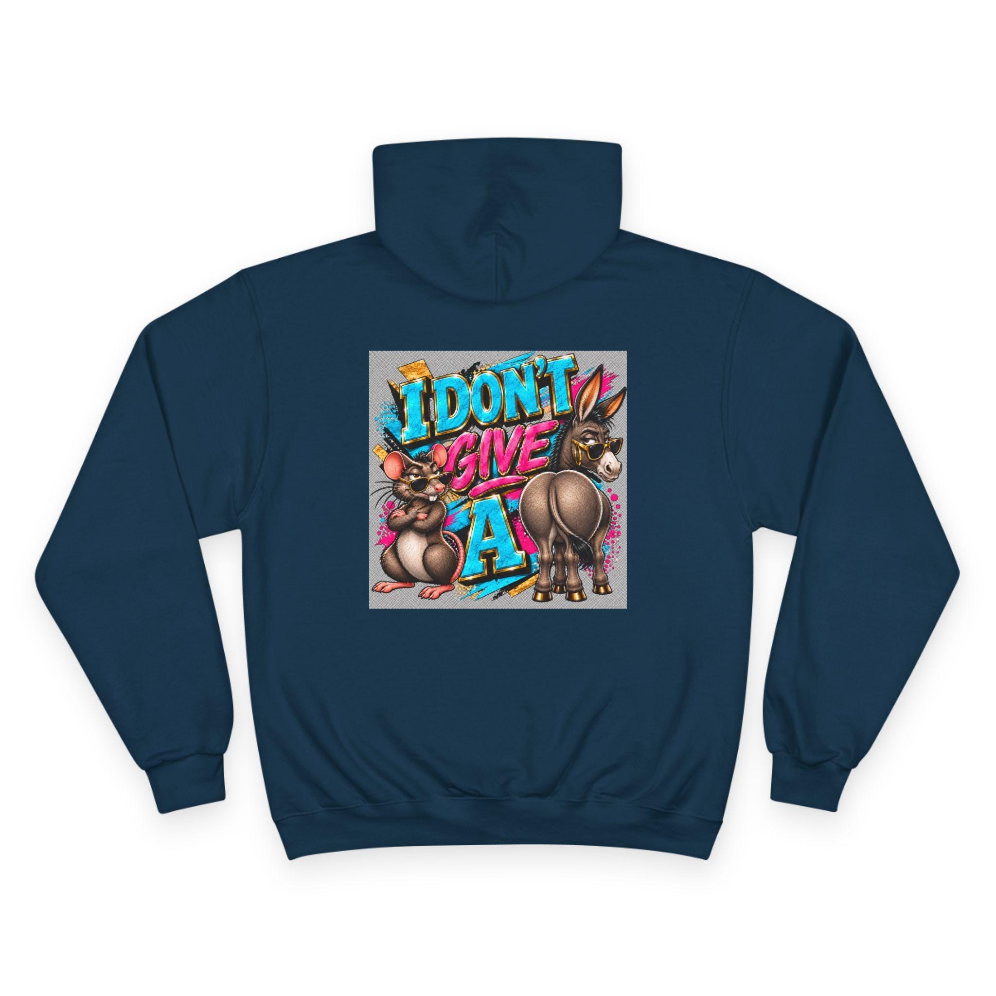 I Don't Give a... Rat & Donkey Graphic Hoodie | Funny Bunny Illustration, view 6