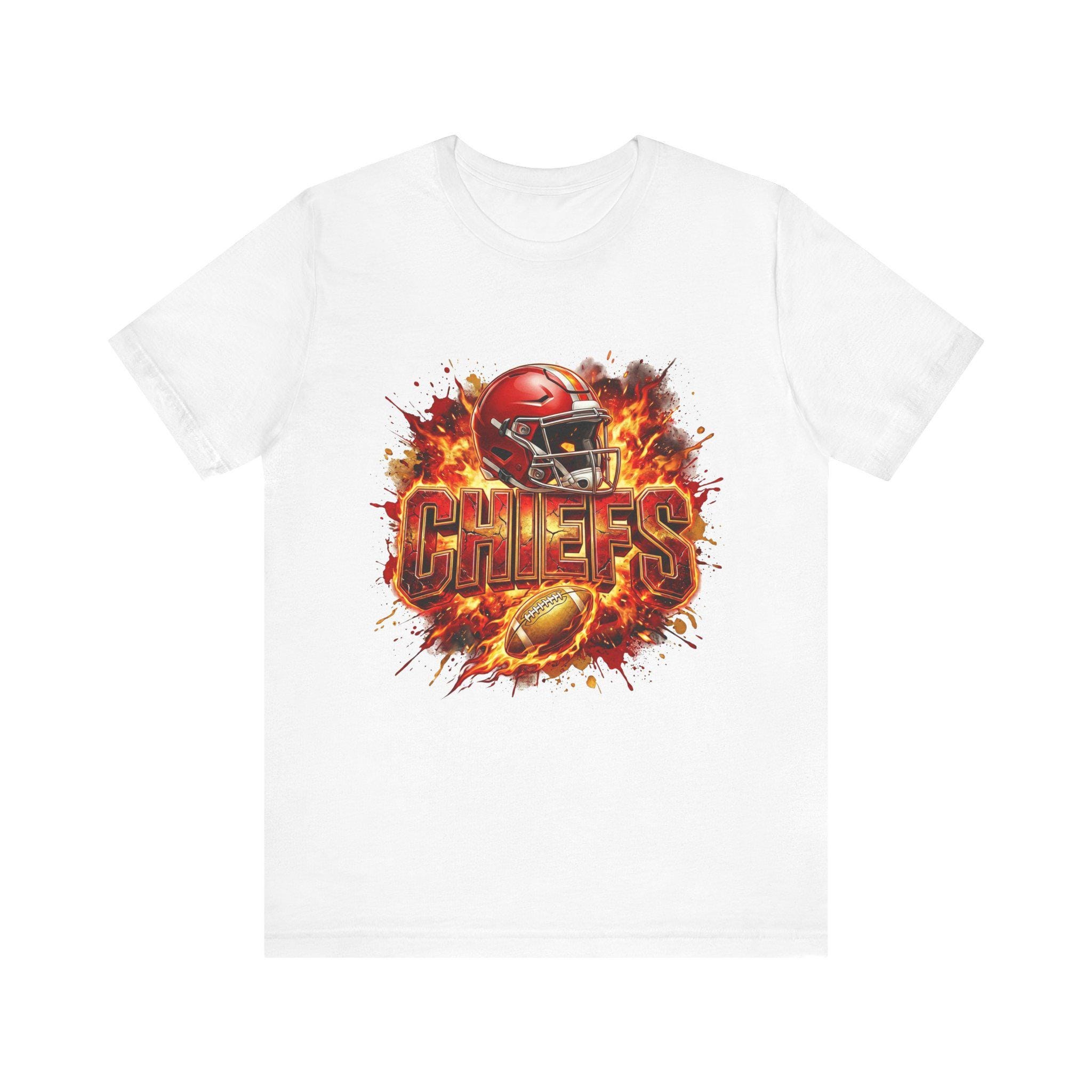 Fiery Football Helmet Chiefs Tee | Football Team Shirt, view 2