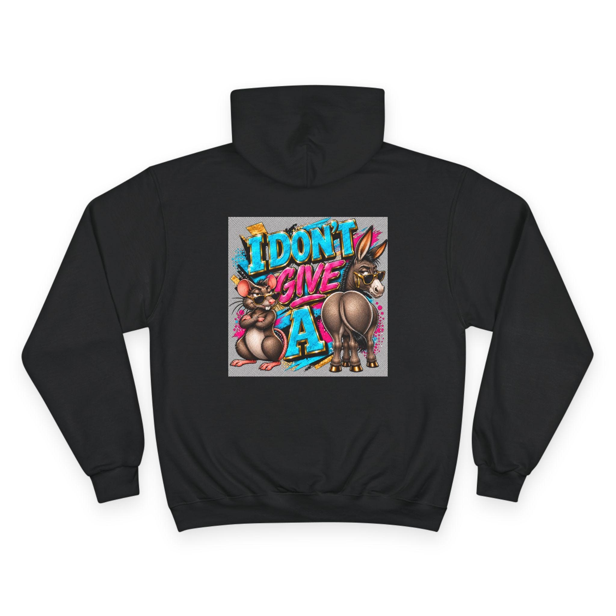 I Don't Give a... Rat & Donkey Graphic Hoodie | Funny Bunny Illustration, view 7