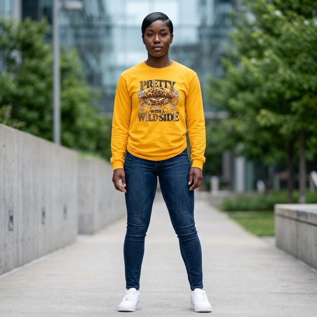 Pretty with a Wild Side Long Sleeve Tee | Leopard Lip Graphic