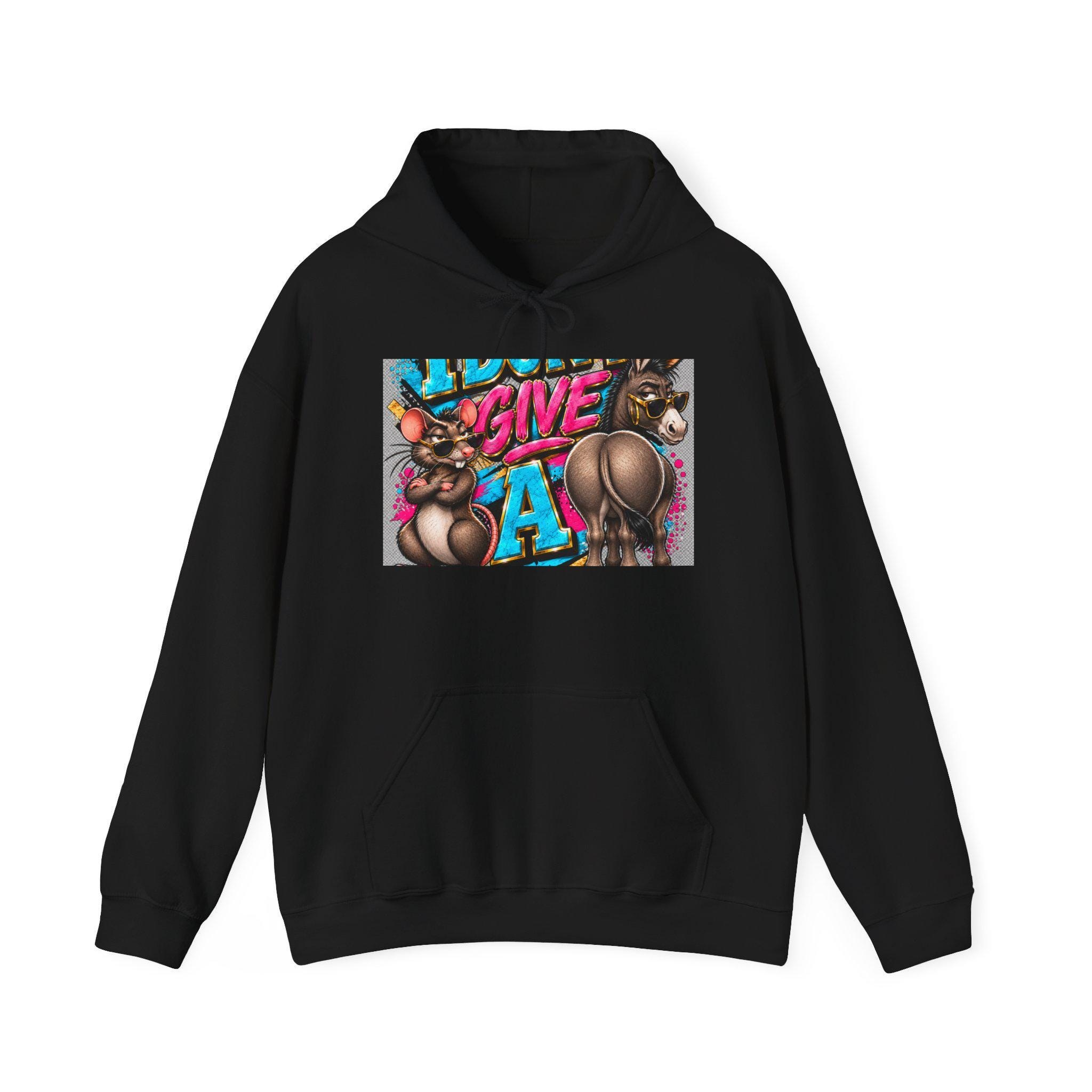 Give It Up Graphic Hoodie | Funky Cartoon Bears, Retro Graffiti Art, view 3