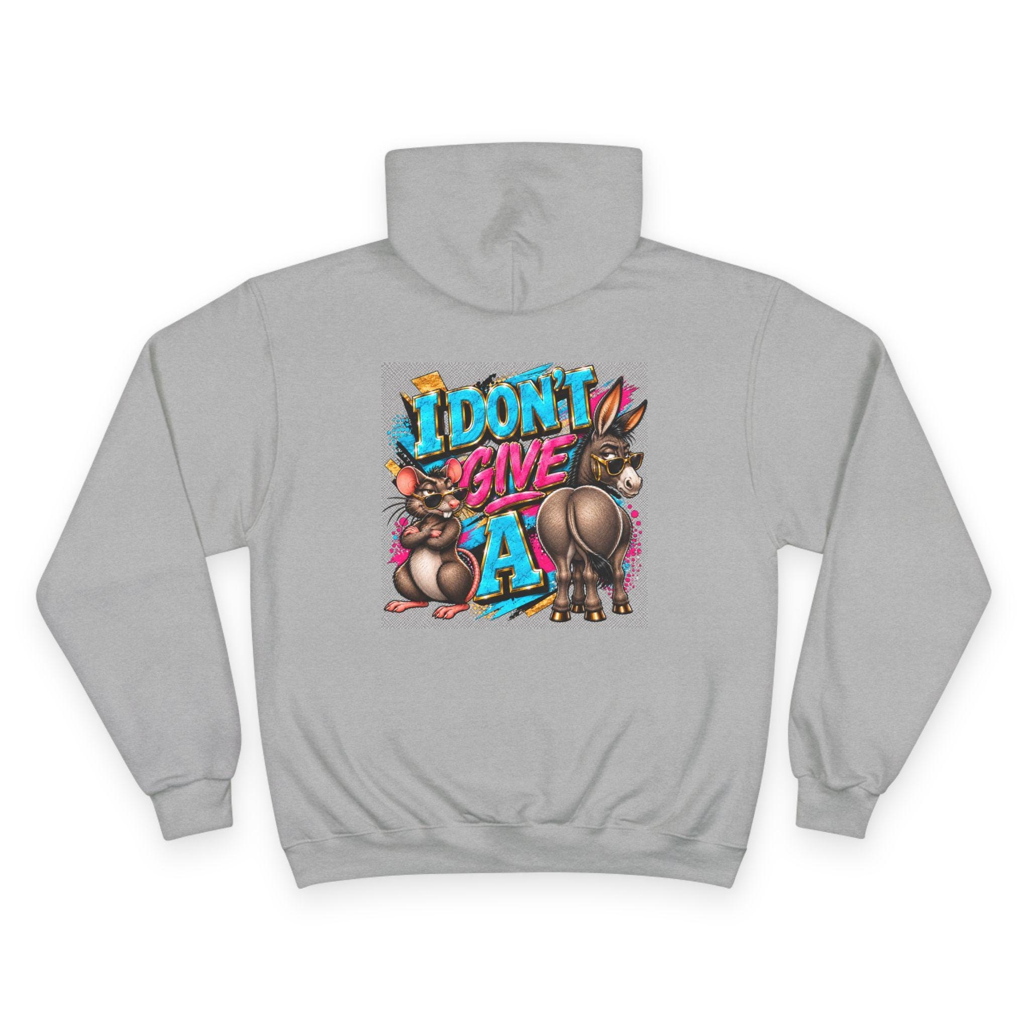 I Don't Give a... Rat & Donkey Graphic Hoodie | Funny Bunny Illustration, view 3