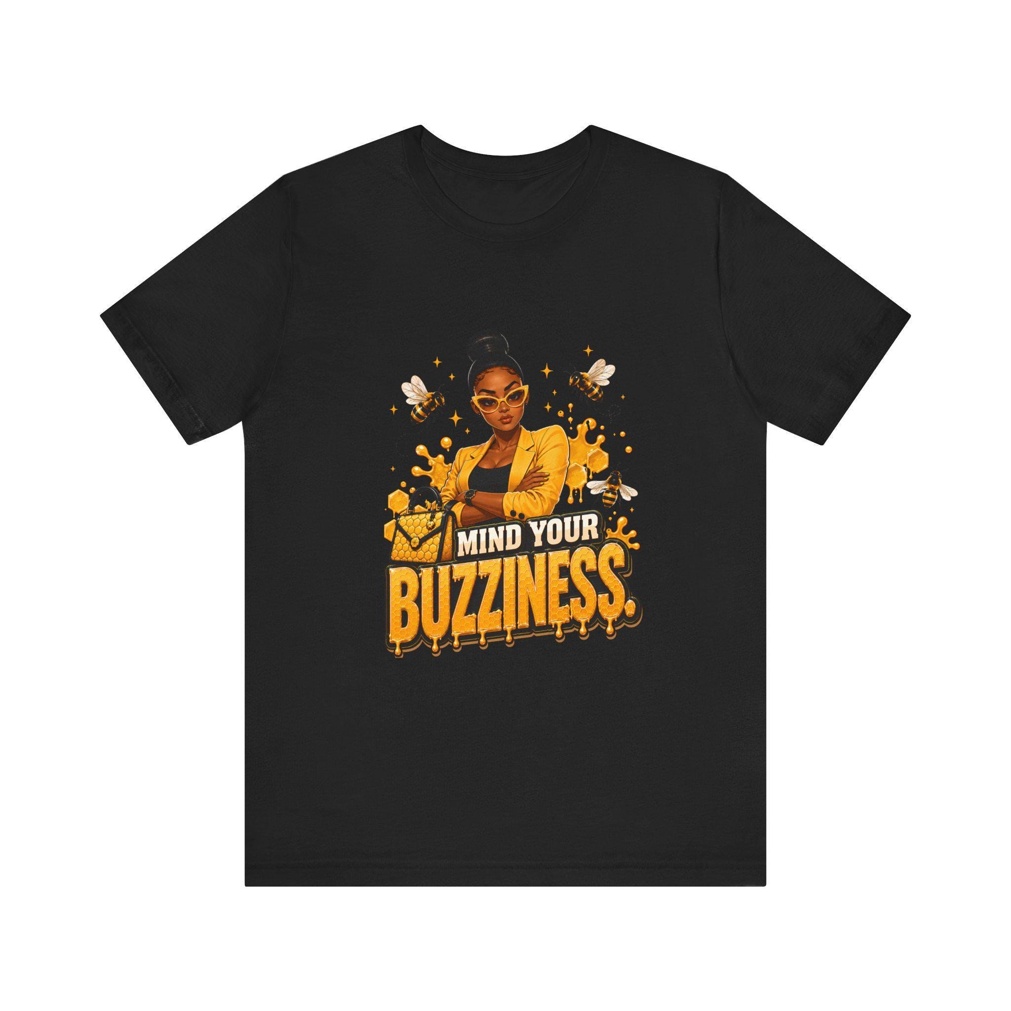 Mind Your Buzziness tee | Bee Graphic T-Shirt, Sassy Woman Illustration, view 3