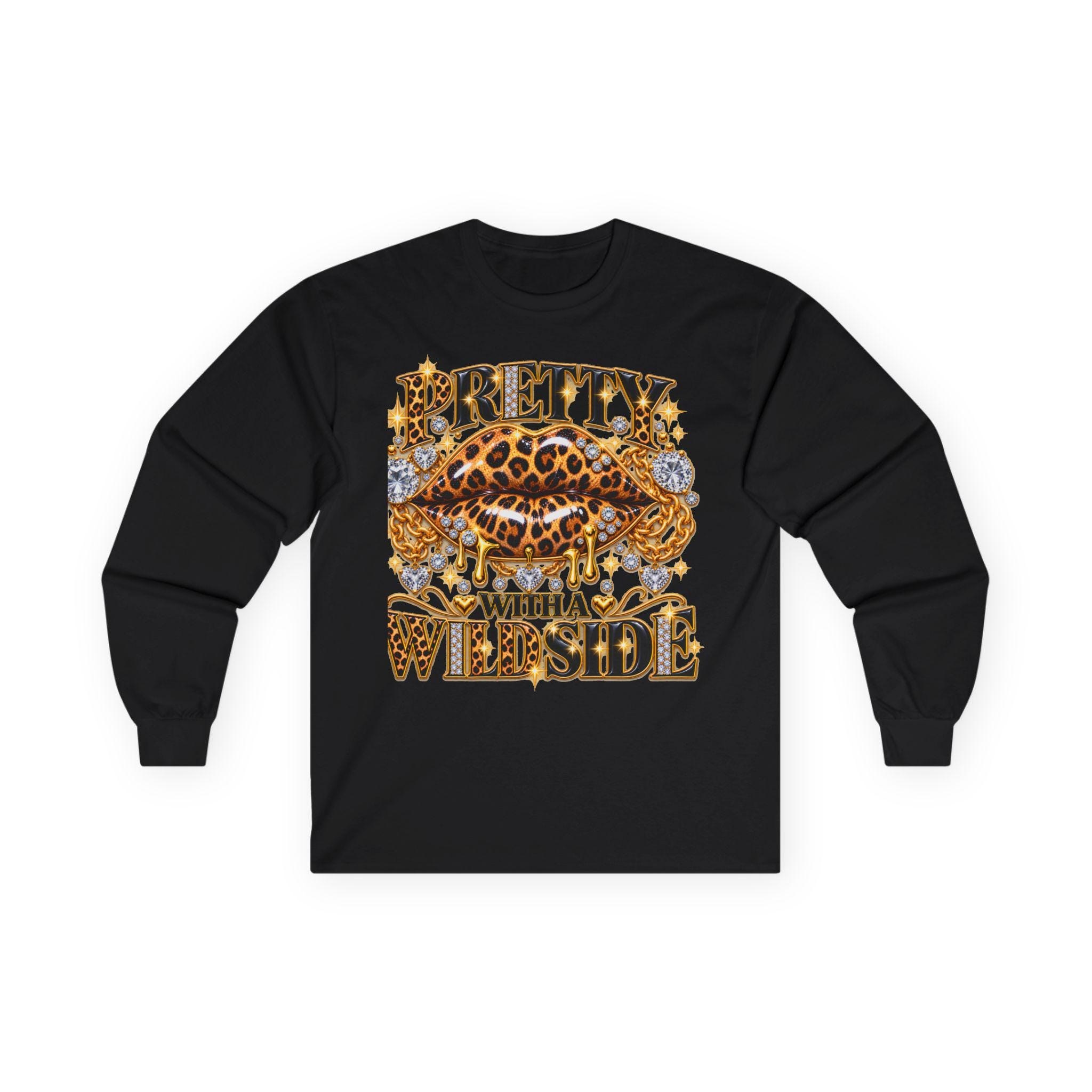 Pretty with a Wild Side Long Sleeve Tee | Leopard Lip Graphic, view 4