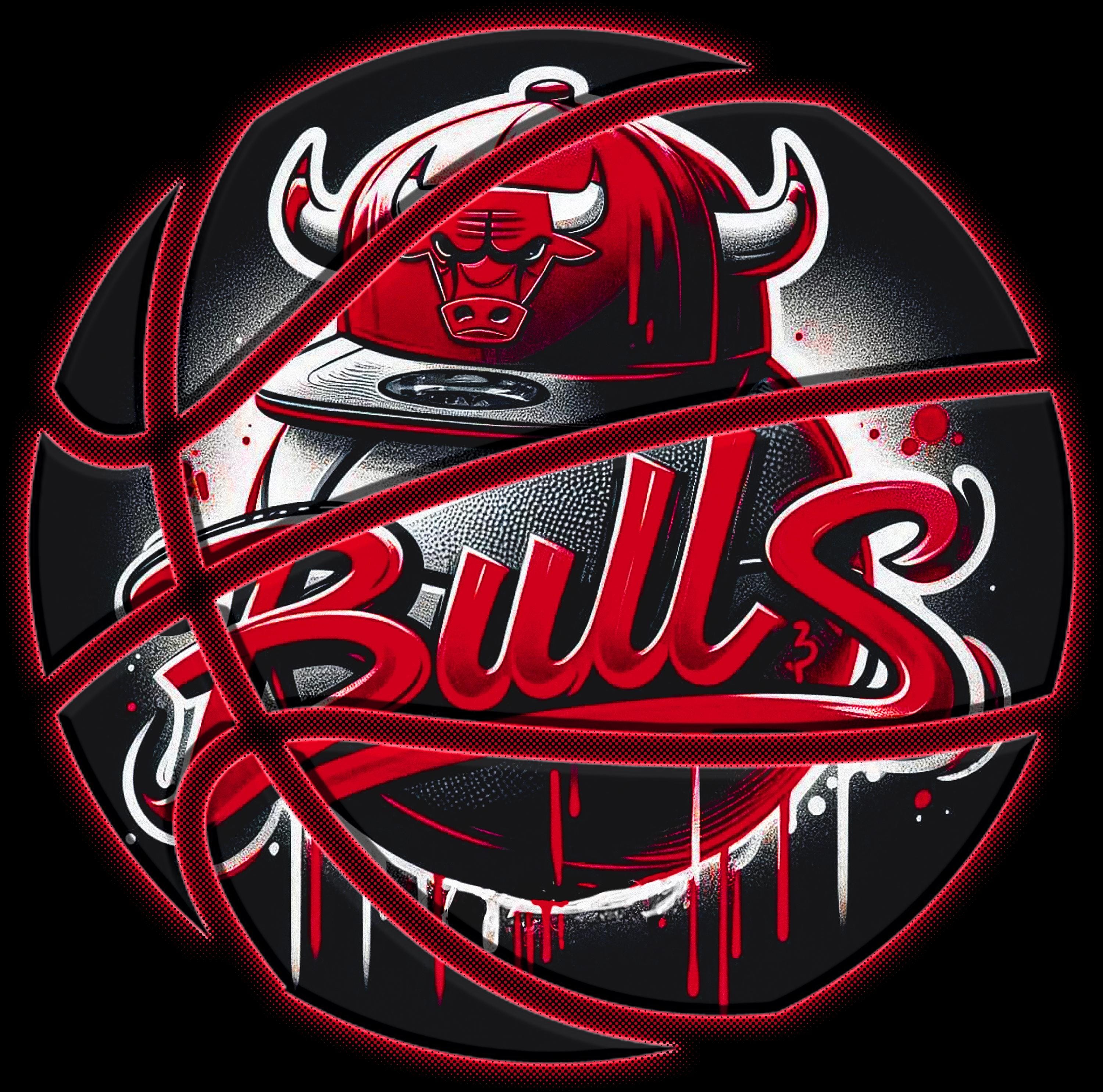 Graffiti Bulls basketball shirt | Team logo drip design, view 2