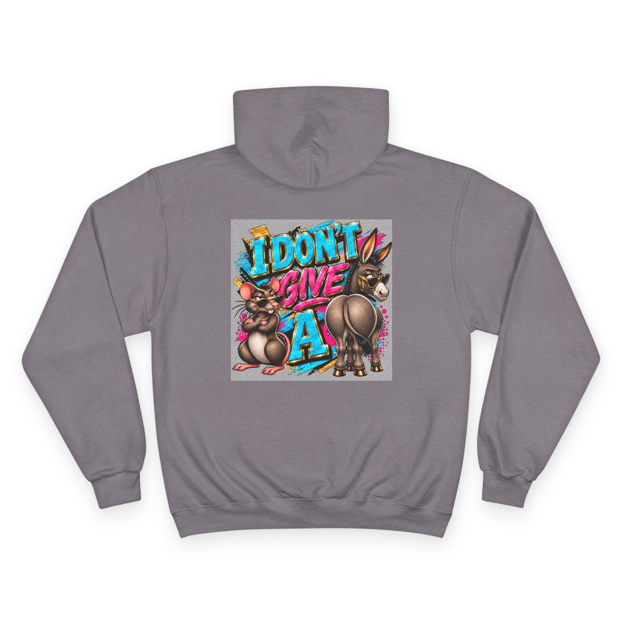 I Don't Give a... Rat & Donkey Graphic Hoodie | Funny Bunny Illustration, view 8