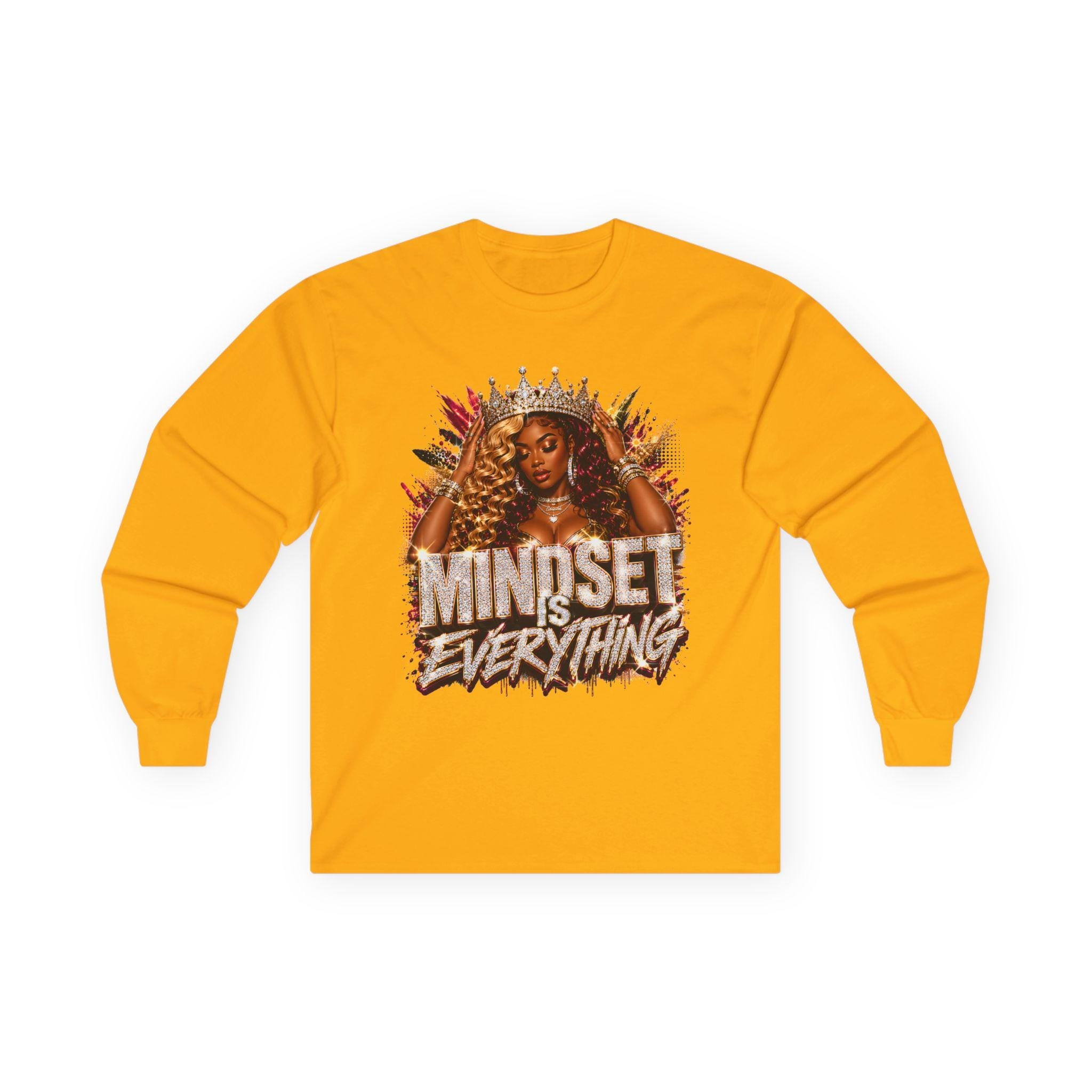 Mindset Is Everything long sleeve tee | Inspirational Crowned Woman design, view 5