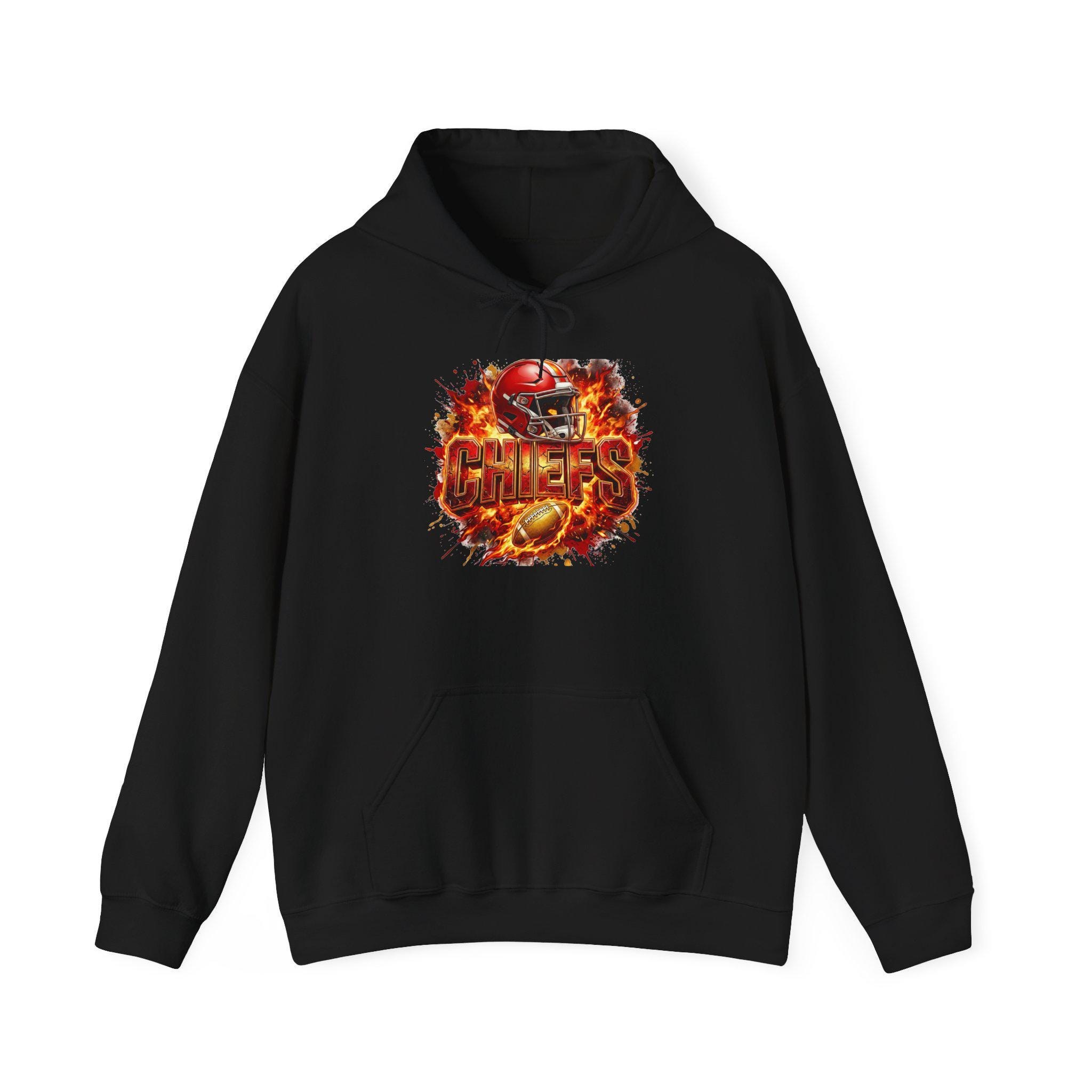 Kansas City Chiefs Flames Hoodie | Football Helmet, Team Logo, view 3