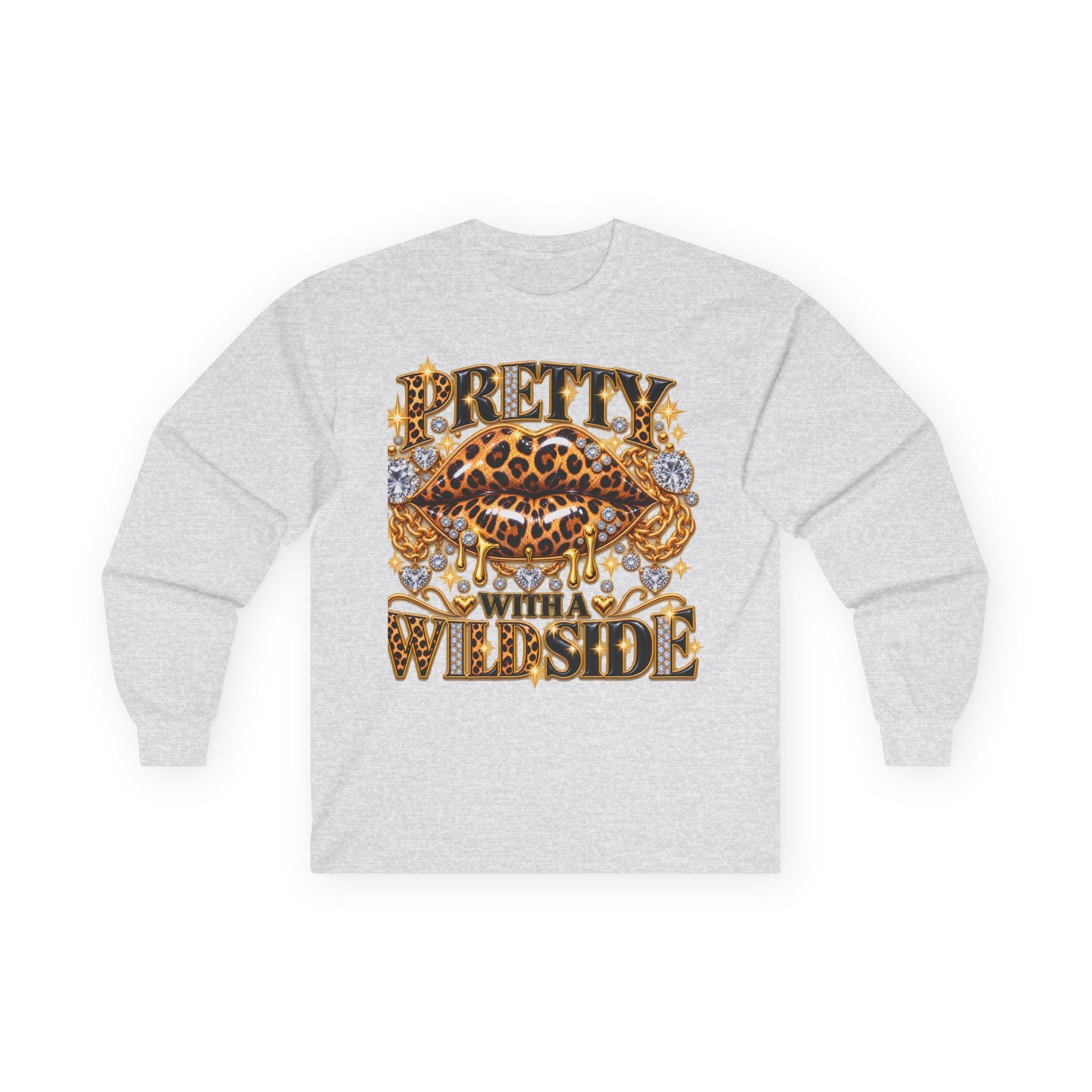 Pretty with a Wild Side Long Sleeve Tee | Leopard Lip Graphic, view 3