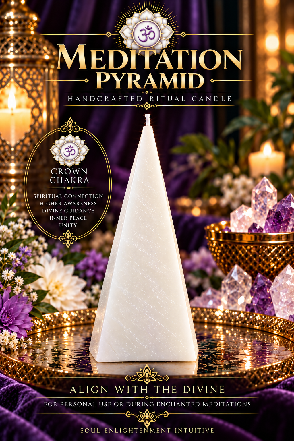 Crown Chakra Meditation Pyramid candle