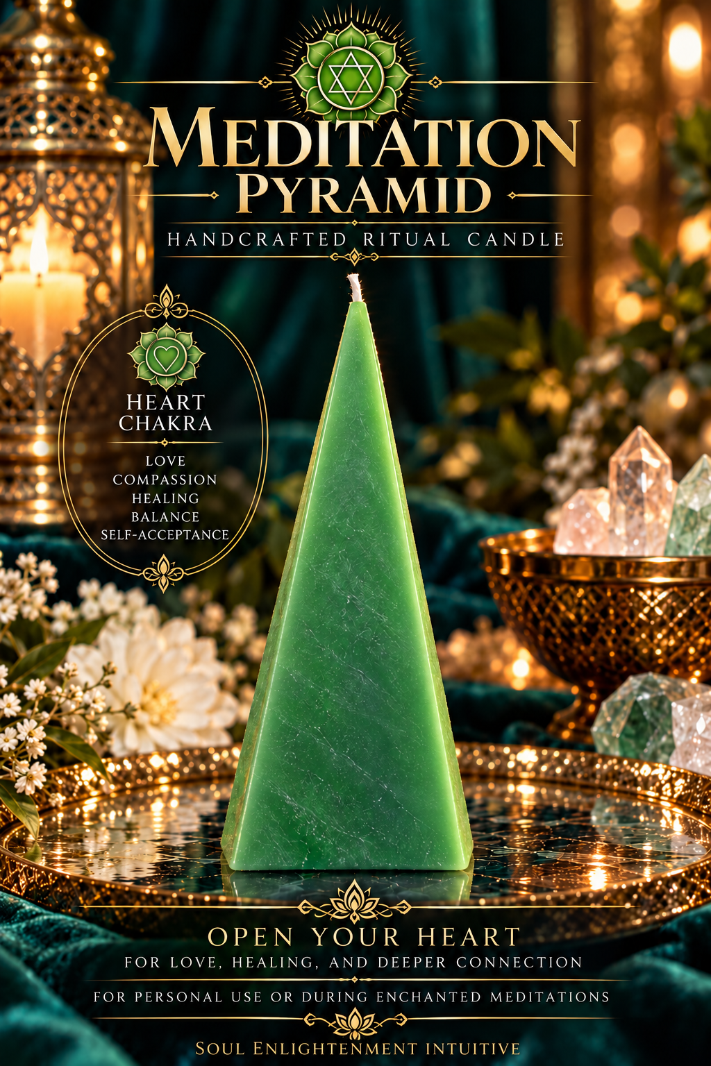 Heart Chakra Meditation Pyramid candle