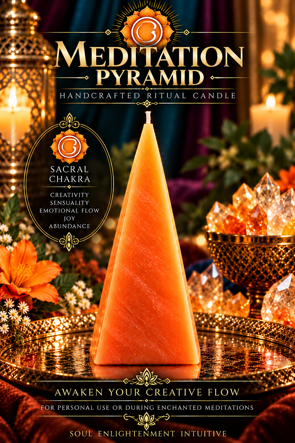 Sacral Chakra Meditation Pyramid candle