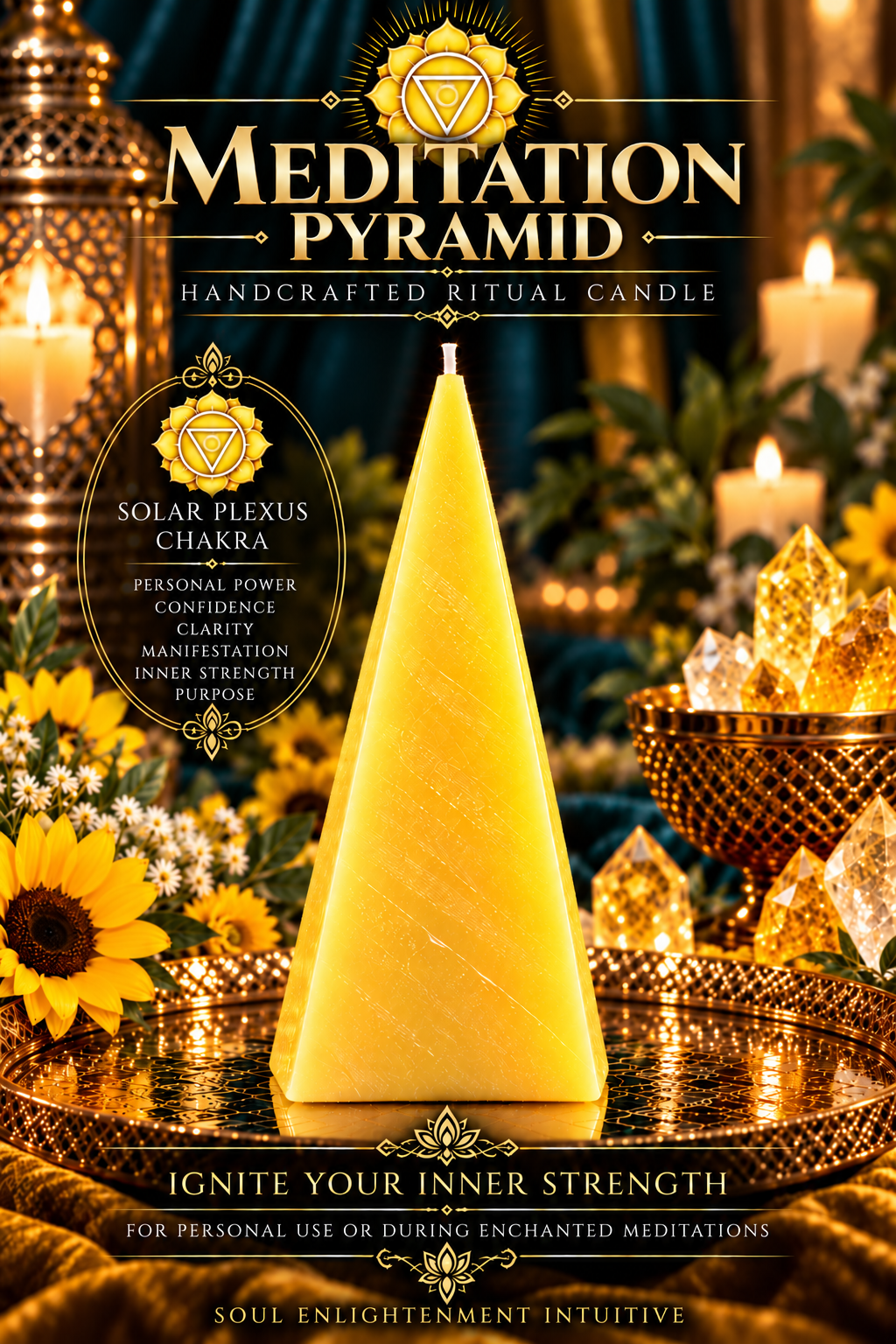 Solar Plexus Chakra Meditation Pyramid candle