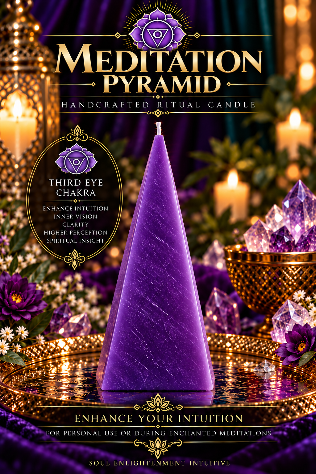Third Eye Chakra Meditation Pyramid candle