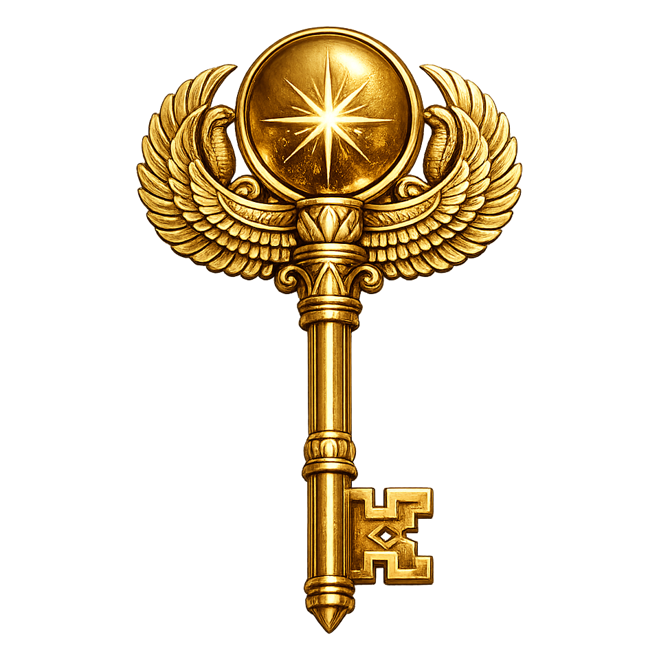 Luminous gold Inner Oracle Key emblem
