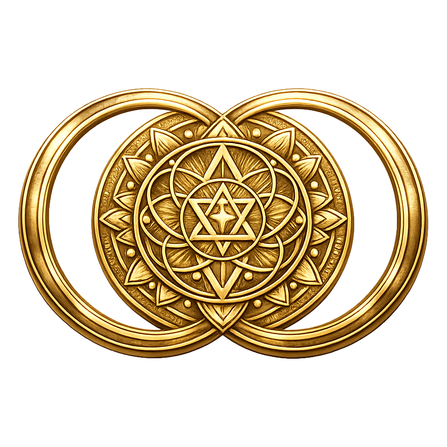 Luminous gold seal emblem for Integration