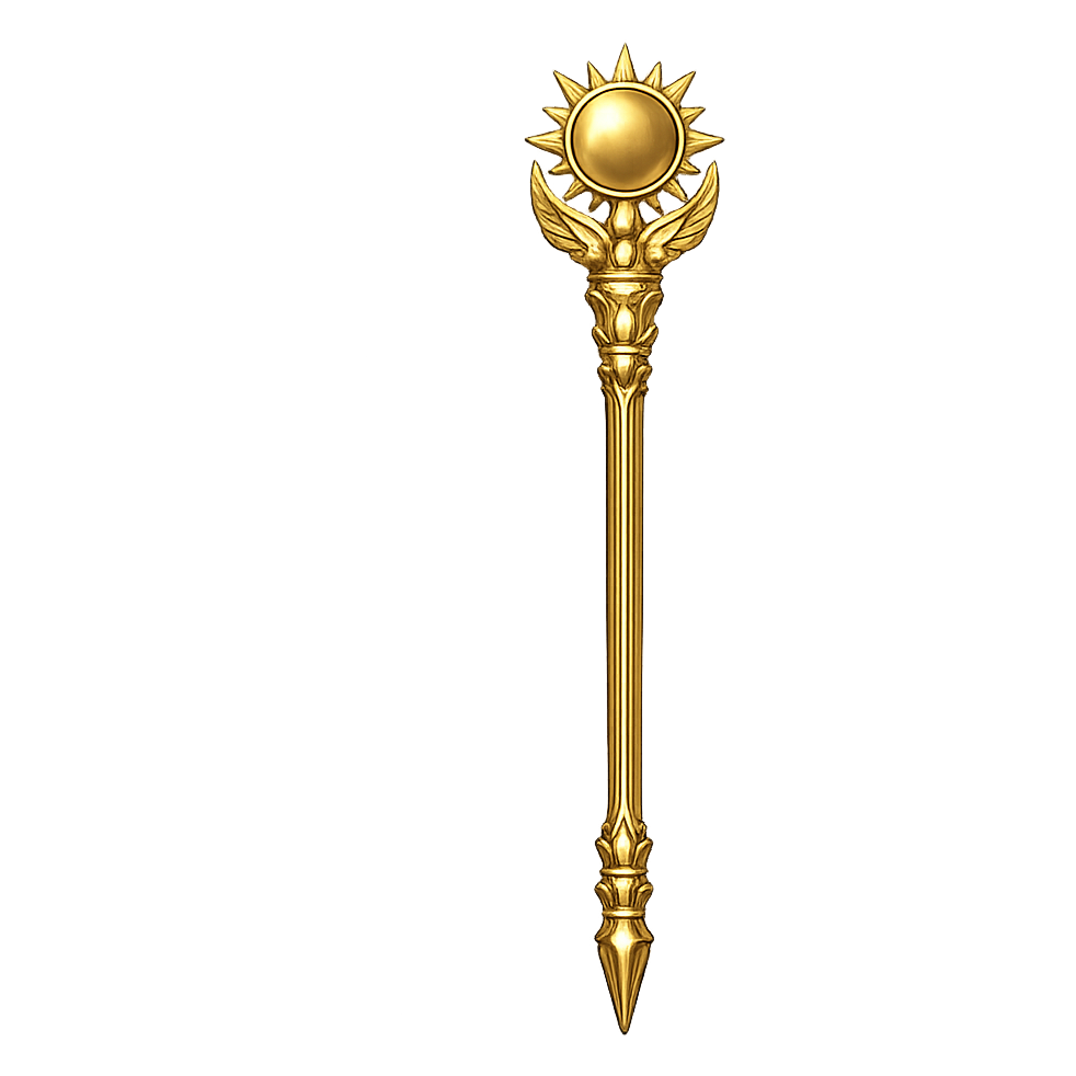 Luminous gold staff emblem for Inner Authority