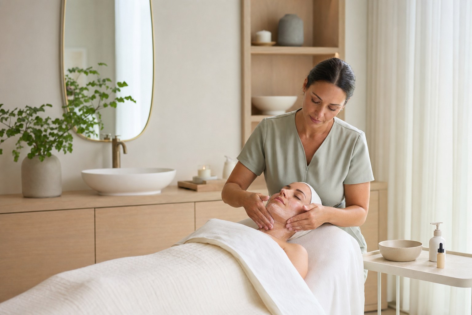 A relaxing facial treatment