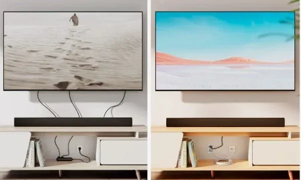 Television installation with hidden cables