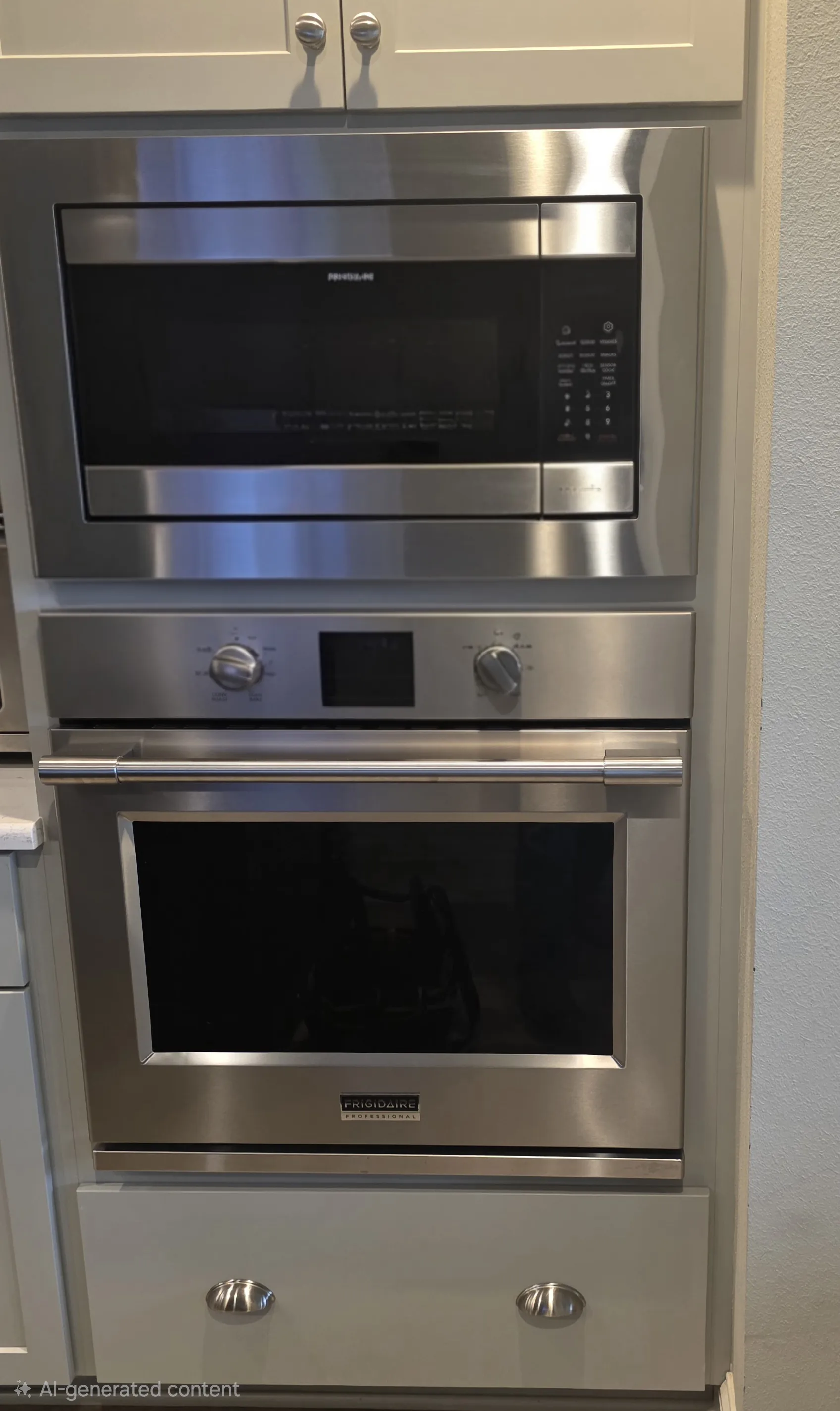 Stainless double wall ovens in a customer’s kitchen